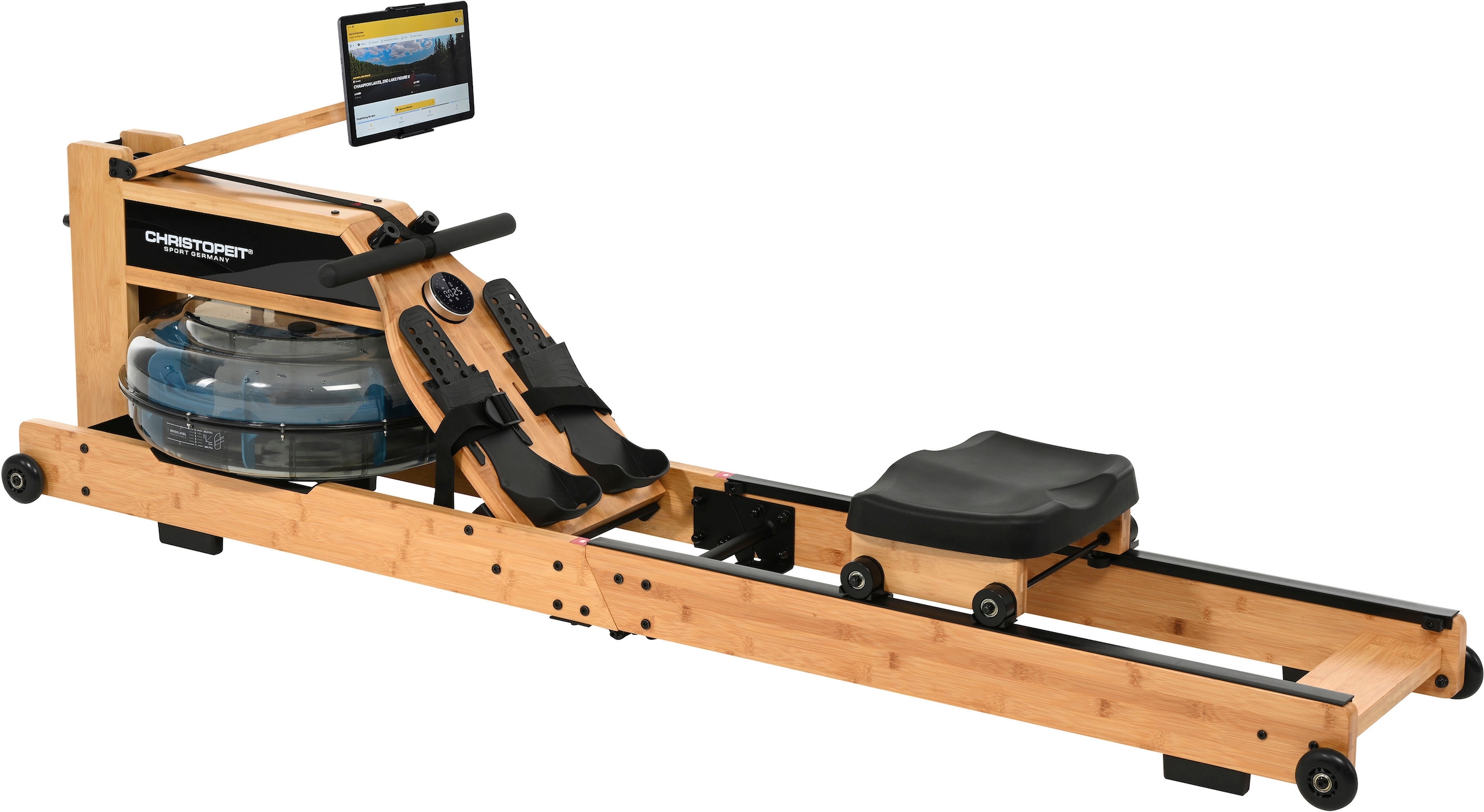 CHRISTOPEIT SPORT Rudergerät »Wasserrudergerät Colorado« kompatibel mit Kinomap- App holzfarben - schwarz