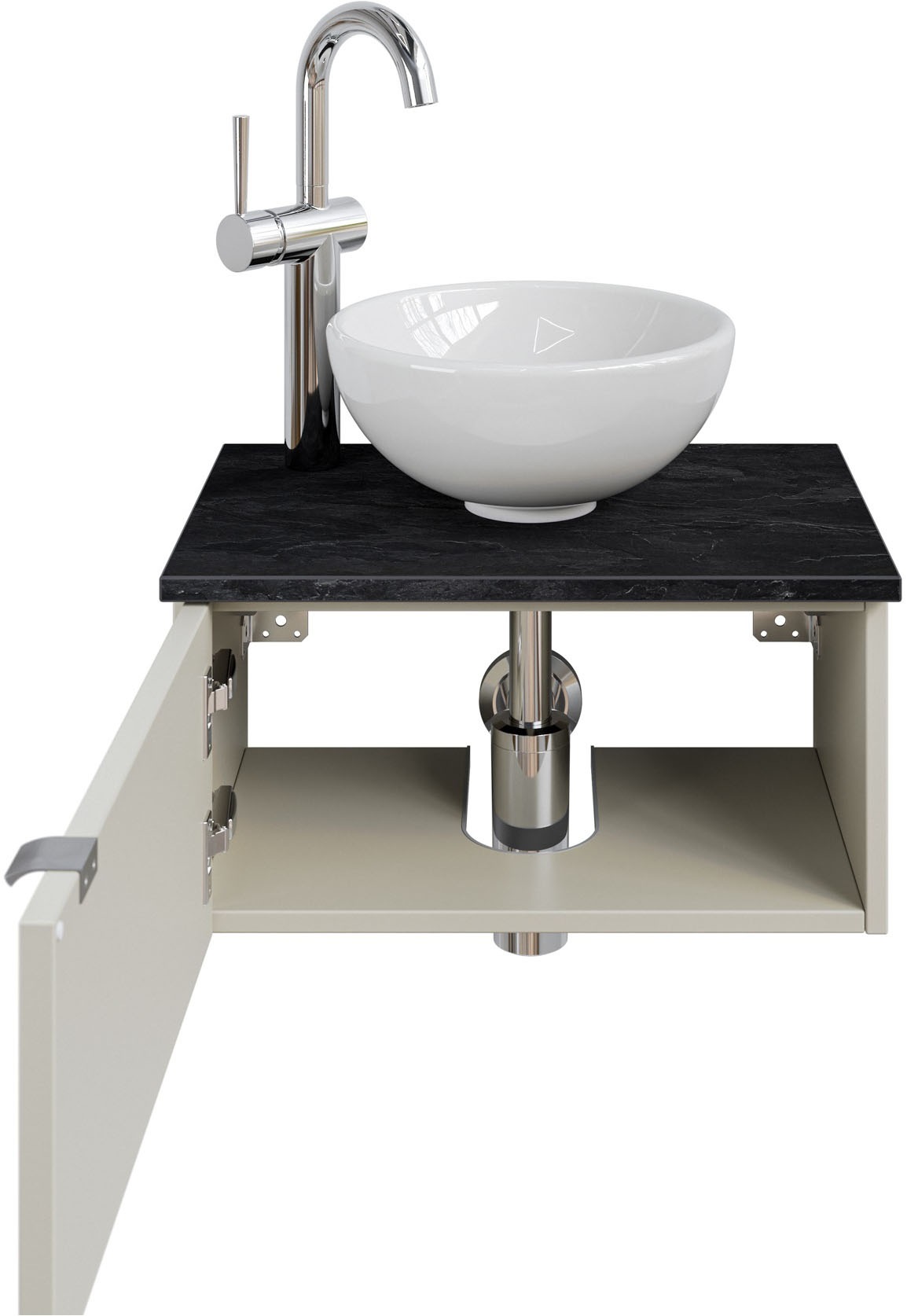 Saphir Waschtisch »Serie 6915 Waschschale mit Unterschrank für Gästebad, Gäste WC«, 51 cm mit Keramik-Aufsatzbecken und 1 Tür