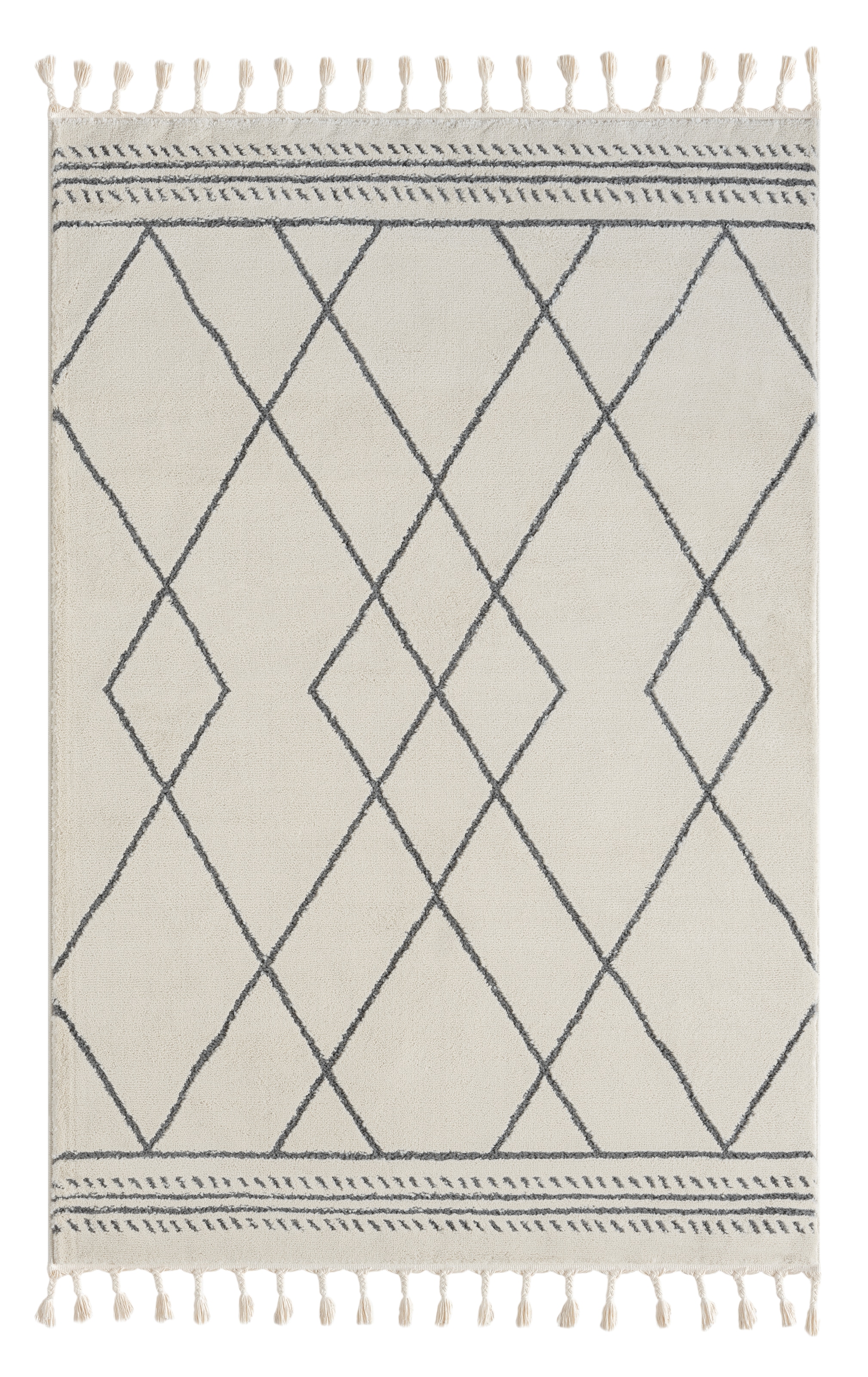 Myflair Möbel & Accessoires Hochflor-Teppich »Moroccan Design, LAGERRÄUMUNG!«, rechteckig, 24 mm Höhe, modern, marokkanisches Design, Rauten Muster, weich, mit Fransen