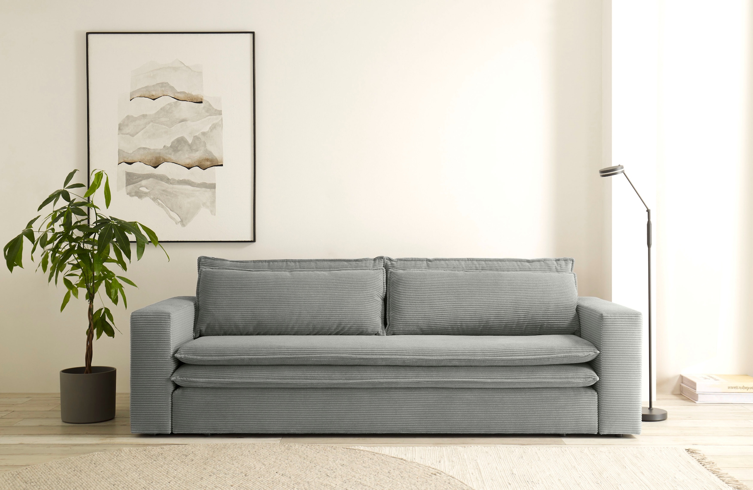 Places of Style 3-Sitzer »PIAGGE«, Cord-Bezug - mit Bettfunktion und Bettka günstig online kaufen