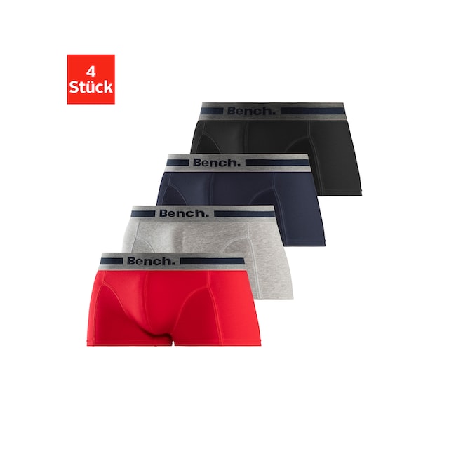 Bench. Boxershorts, (Packung, 4 St.), in Hipster-Form mit Overlock-Nähten  vorn im Online-Shop kaufen