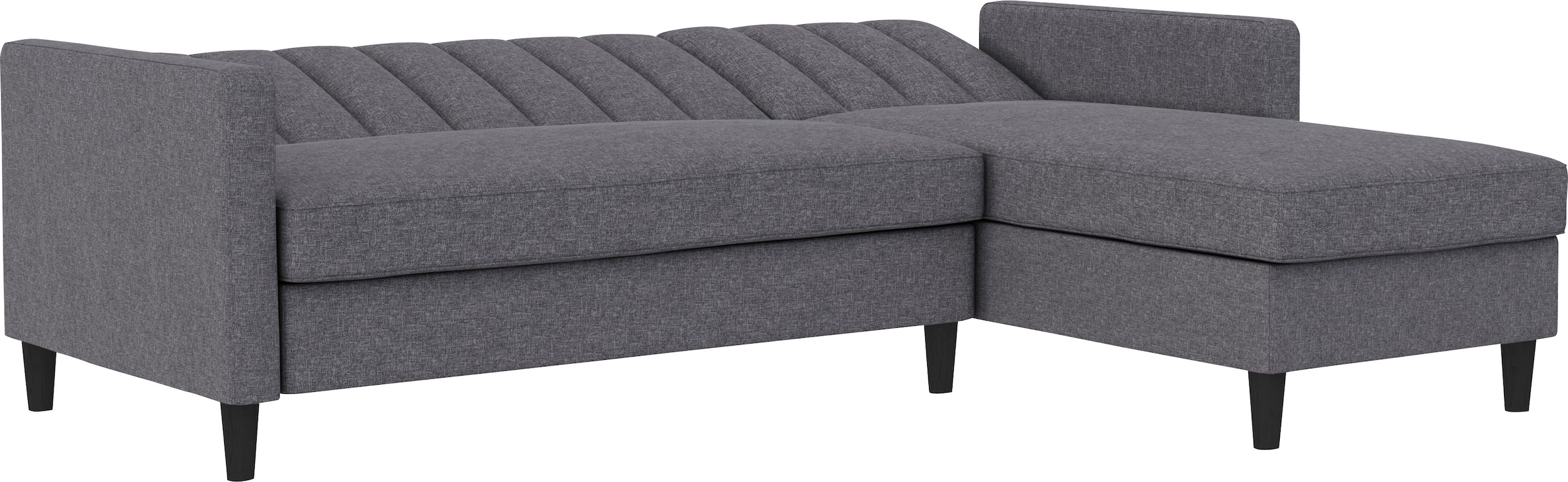 Dorel Home Ecksofa mit Schlafffunktion, Recamiere mit Stauraum beidseitig montierbar, Rückenlehne 2-teilig und 3-fach verstellbar