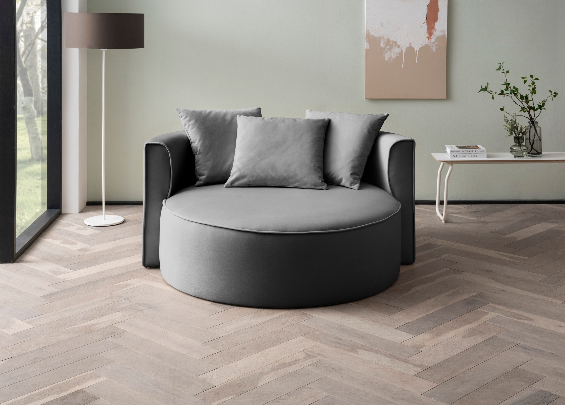 LeGer Home by Lena Gercke XXL-Sessel »Isalie, Lesesessel, Loveseat, inklusive Zierkissen«, extra große Sitzfläche, optional mit Hocker, Cord, Samt, Bouclé