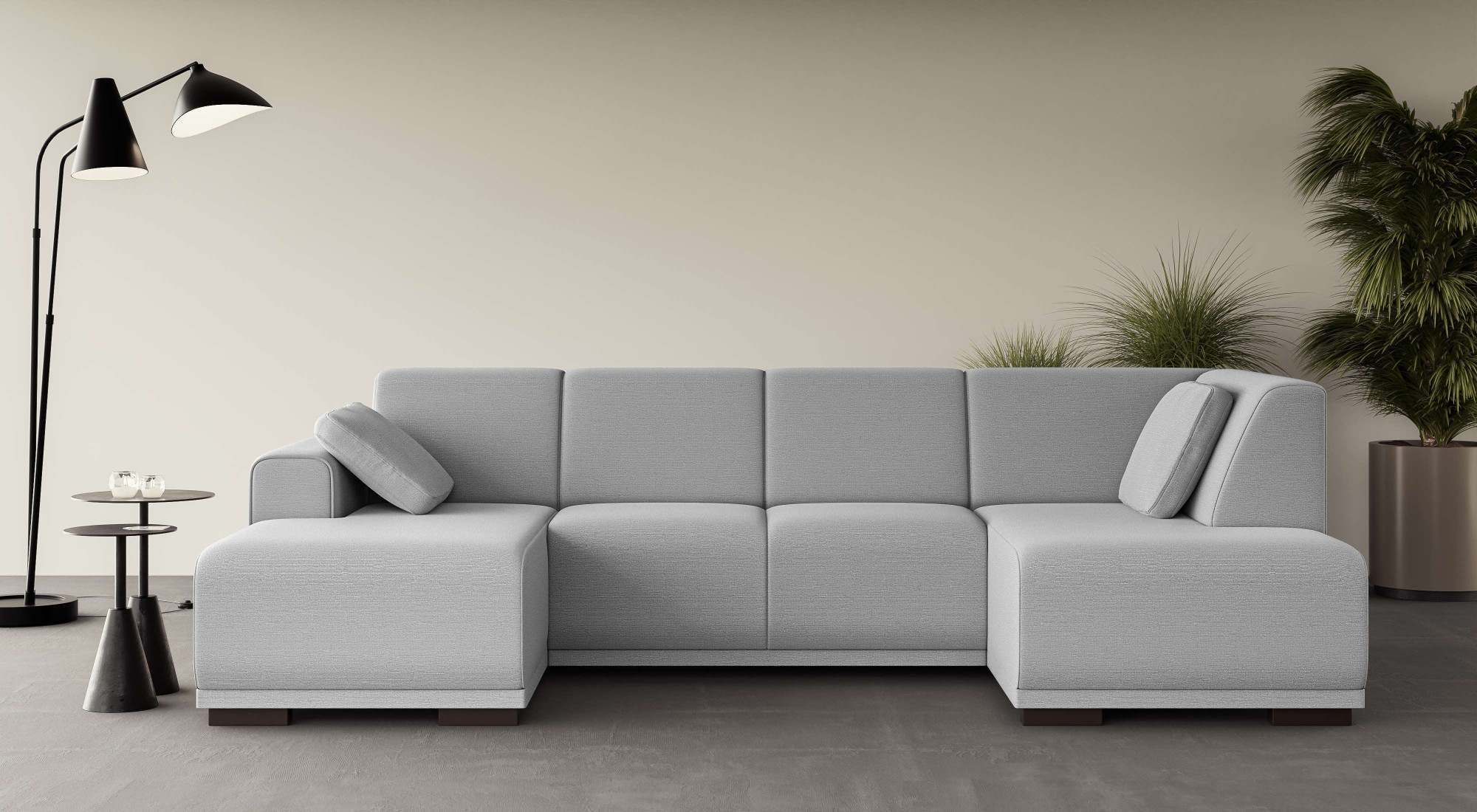Home affaire Wohnlandschaft »BORNHOLM U-Form mit Recamiere rechts/links, B/T/H: 300/162/85 cm«, U-Form mit Wellenunterfederung, Recamiere rechts oder links bestellbar