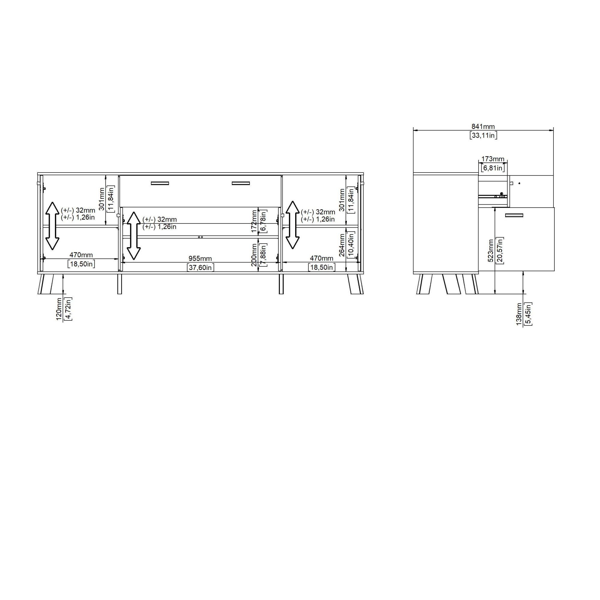 andas Sideboard »Ikast, Stauraum, Schubladenschrank, Aufbewahrung«, Breite 196 cm, 4 Türen, 2 Schubladen, Höhe 73 cm