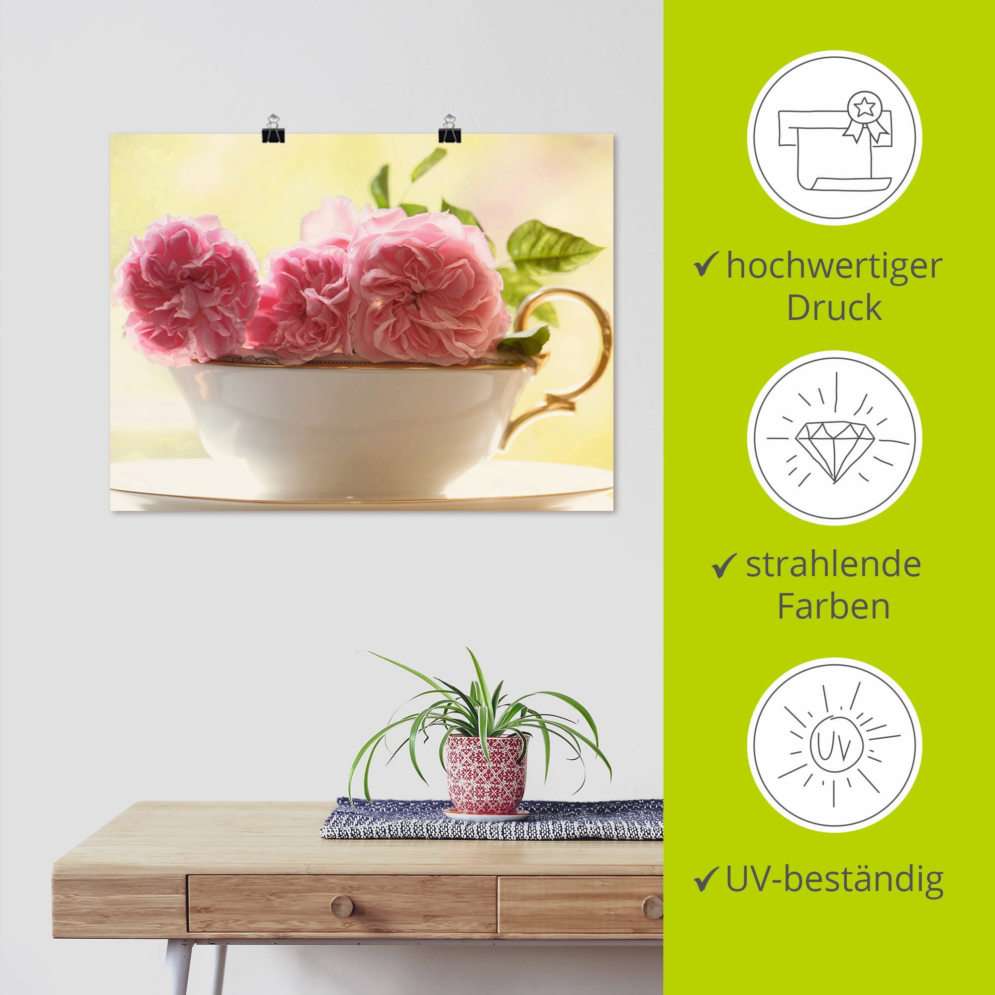 Artland Wandbild »Vintage Rosen« Blumen 1 Stk. tlg. als Leinwandbild, Poster in verschied. Größen