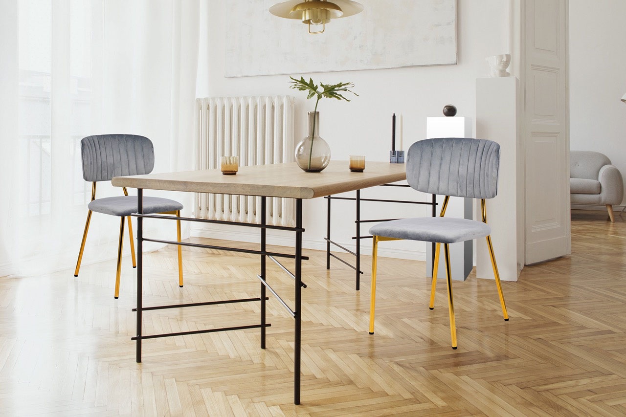 Kayoom Polsterstuhl »Stuhl Giselle 125 2er-Set, pflegeleichter Samtbezug«, günstig online kaufen