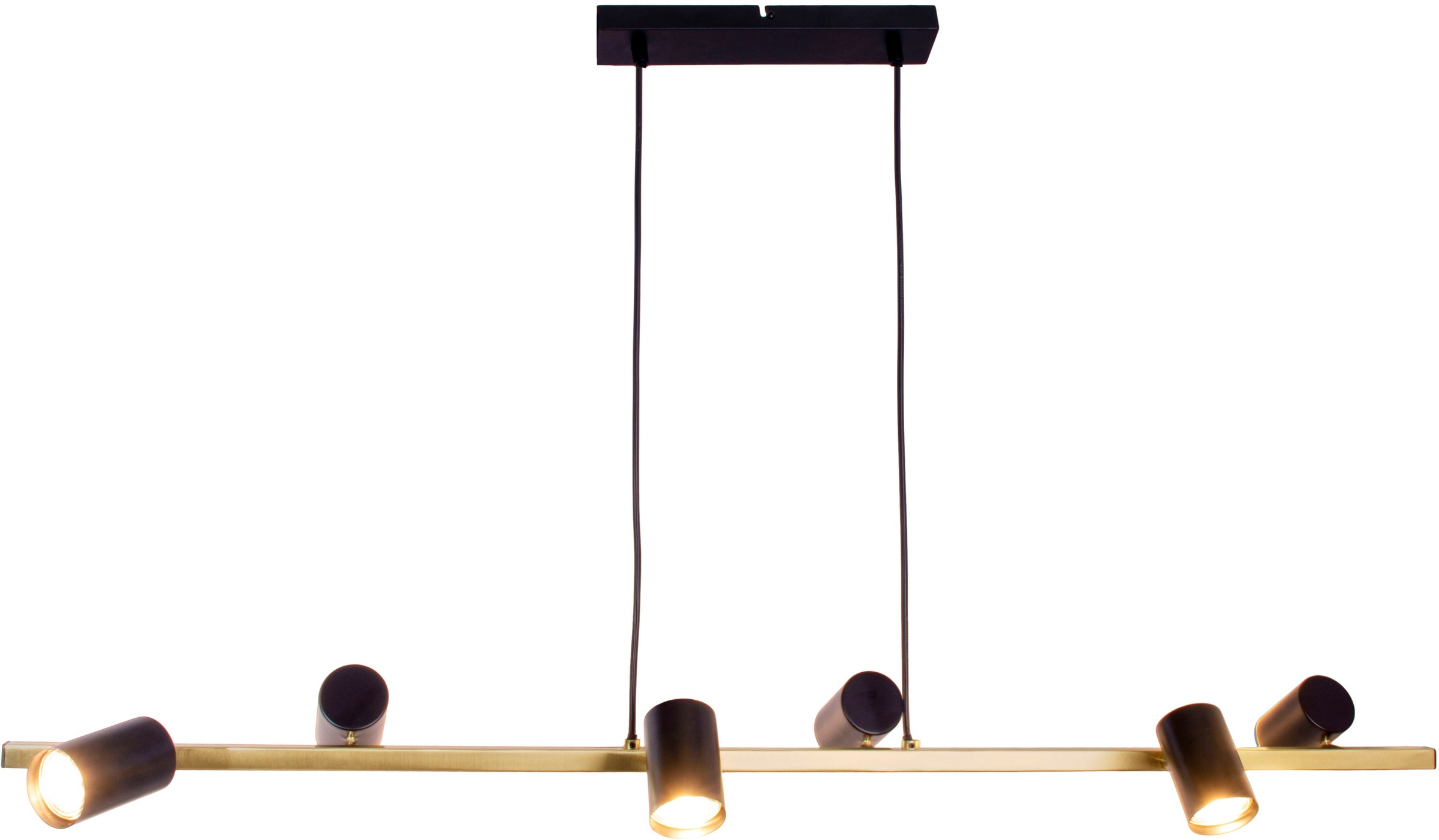 näve Pendelleuchte »Frida« GU10 1 Stk. 6flg., GU10, Strahler schwarz matt, messing, Höhe 120cm, Länge 115cm