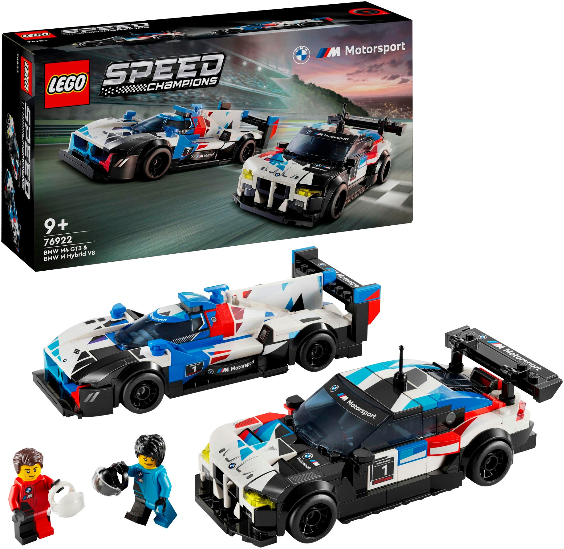 LEGO® Konstruktionsspielsteine »BMW M4 GT3 & BMW M Hybrid V8 Rennwagen (76922), LEGO® Speed Champions«, (676 St.), Made in Europe