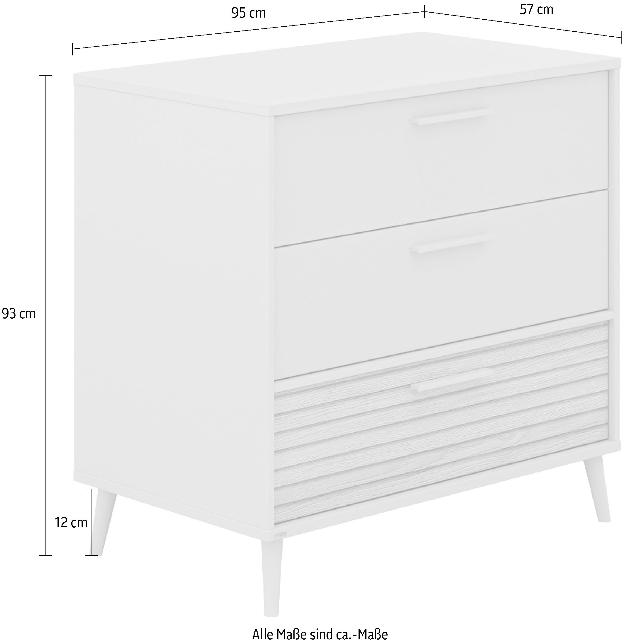PAIDI Wickelkommode »EEFJE Kommode in modernem Design, Cashmere-Beige mit Groovy-Oak«, bis 50 kg, in verschiedenen Breiten und Ausführungen, 95 cm