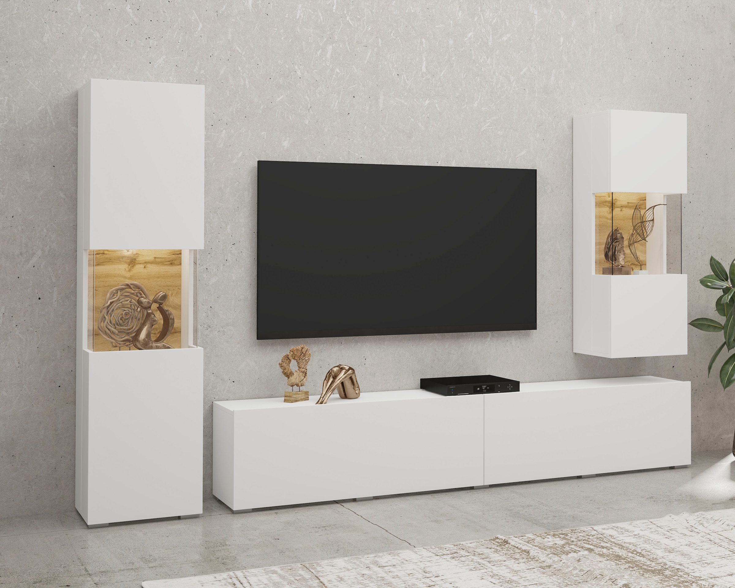 INOSIGN Wohnwand »Ava, Wohnzimmer-Set hängend/stehend montierbar, Vitrine, günstig online kaufen