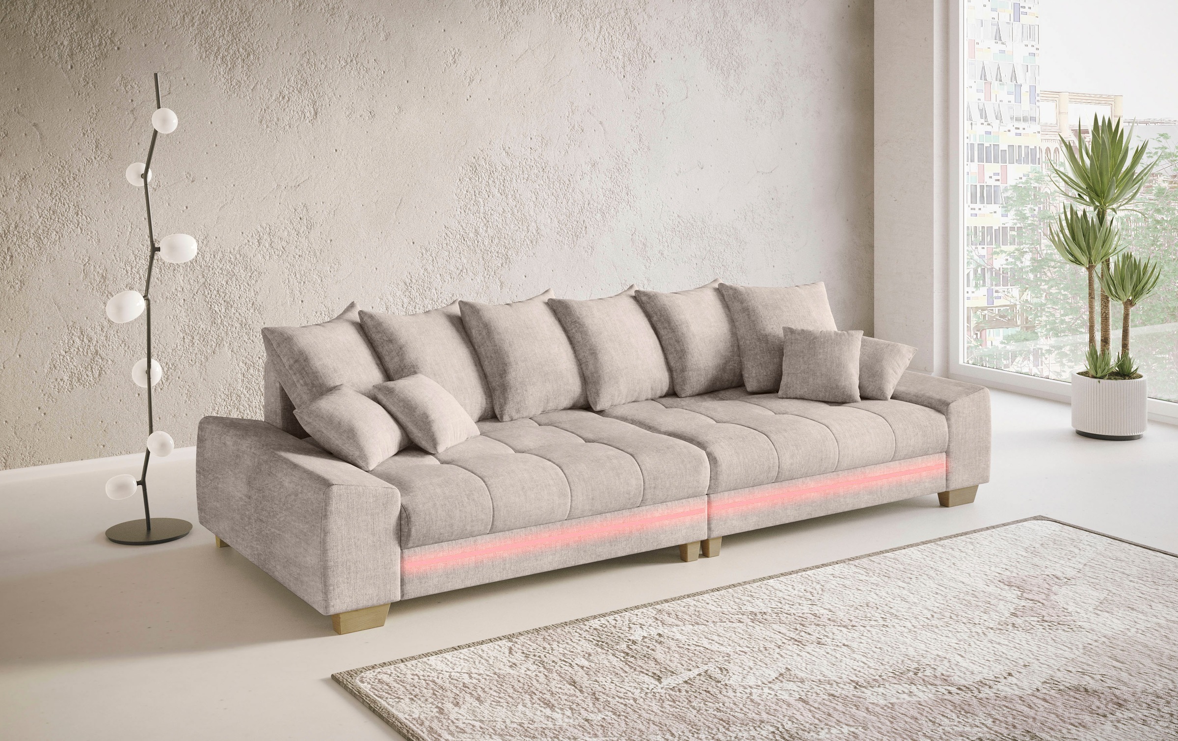 Mr. Couch Big-Sofa »Nikita II«, mit RGB-LED Beleuchtung, wahlweise mit Kaltschaum