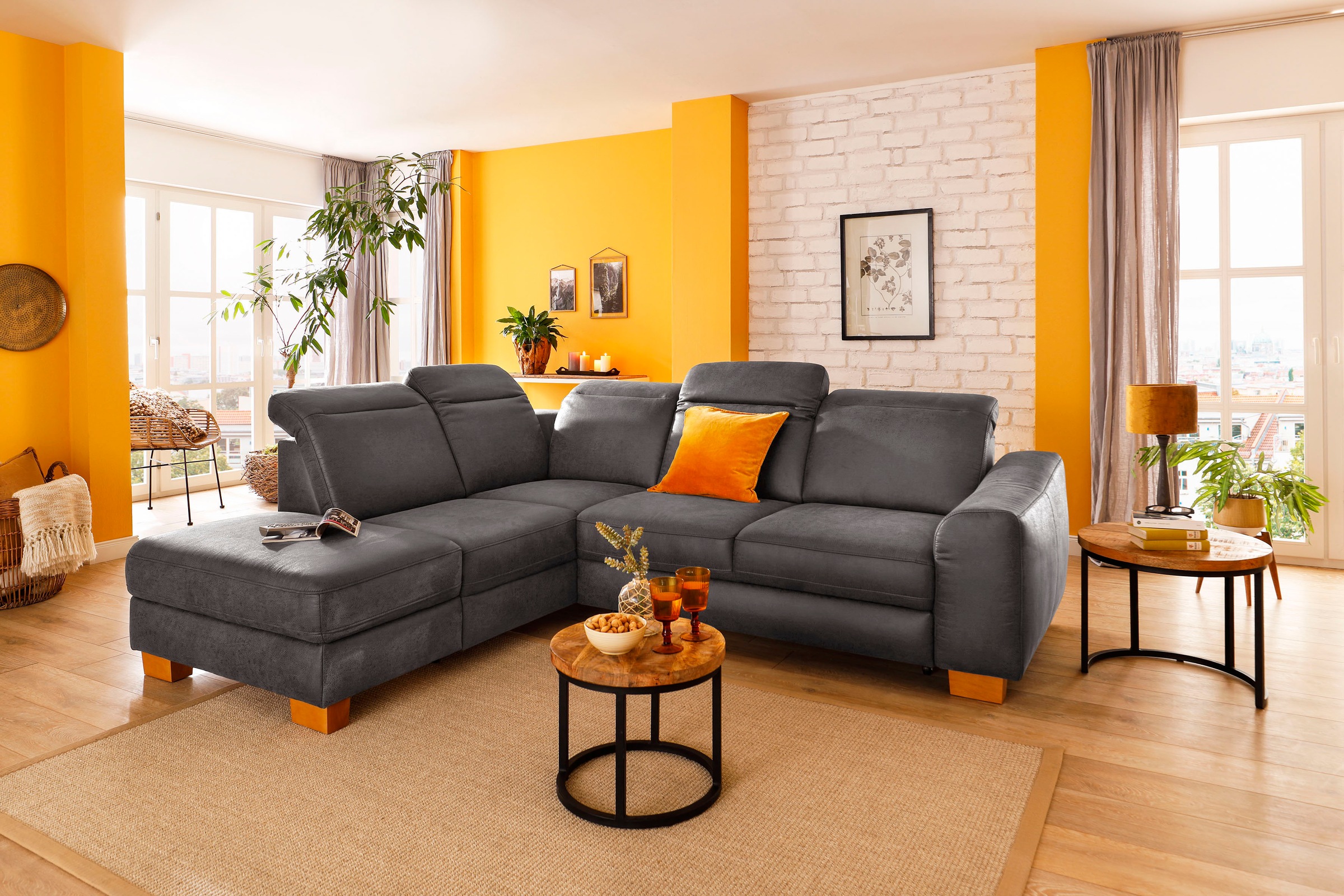 Home affaire Ecksofa »Dundee L-Form«, wahlweise mit Kopfteilverstellung und günstig online kaufen