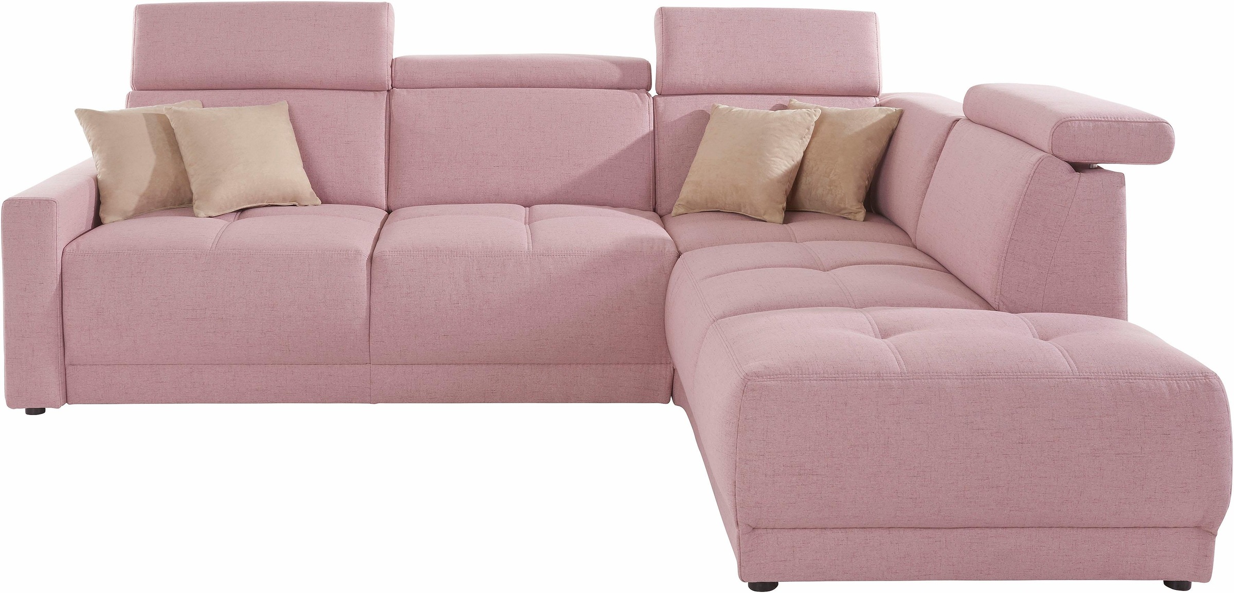 DOMO collection Ecksofa »Ava, moderne Sitzheftung mit toller Doppelnaht, komfortabel, L-Form«, mit Ottomane, inkl. Federkern, wahlweise mit Kopfteilverstellungen