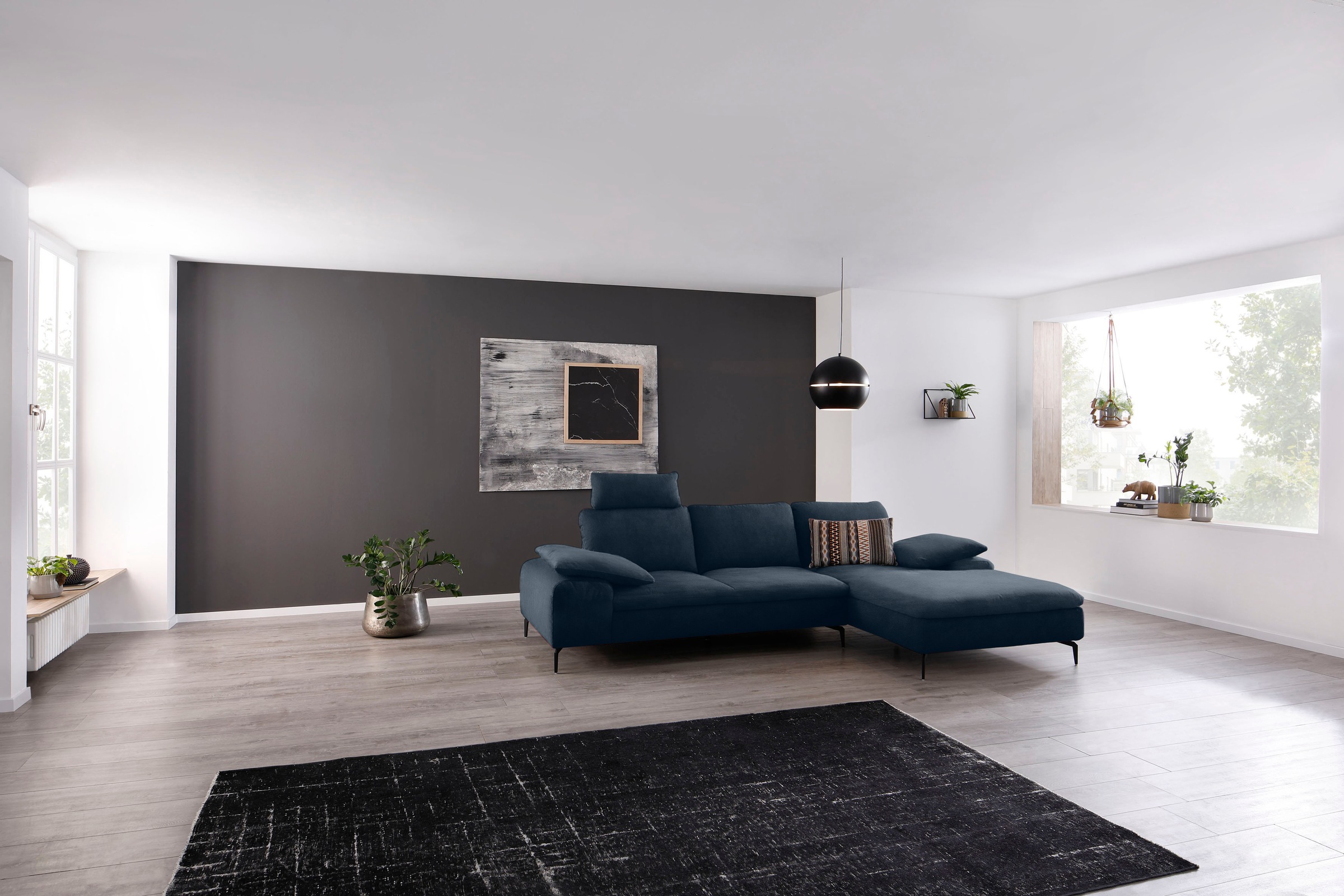 W.SCHILLIG Ecksofa »valentinoo, Designsofa, bequem, elegant und zeitlos, L-Form«, (Set), inklusive Hocker, mit Sitztiefenverstellung, Breite 299 cm