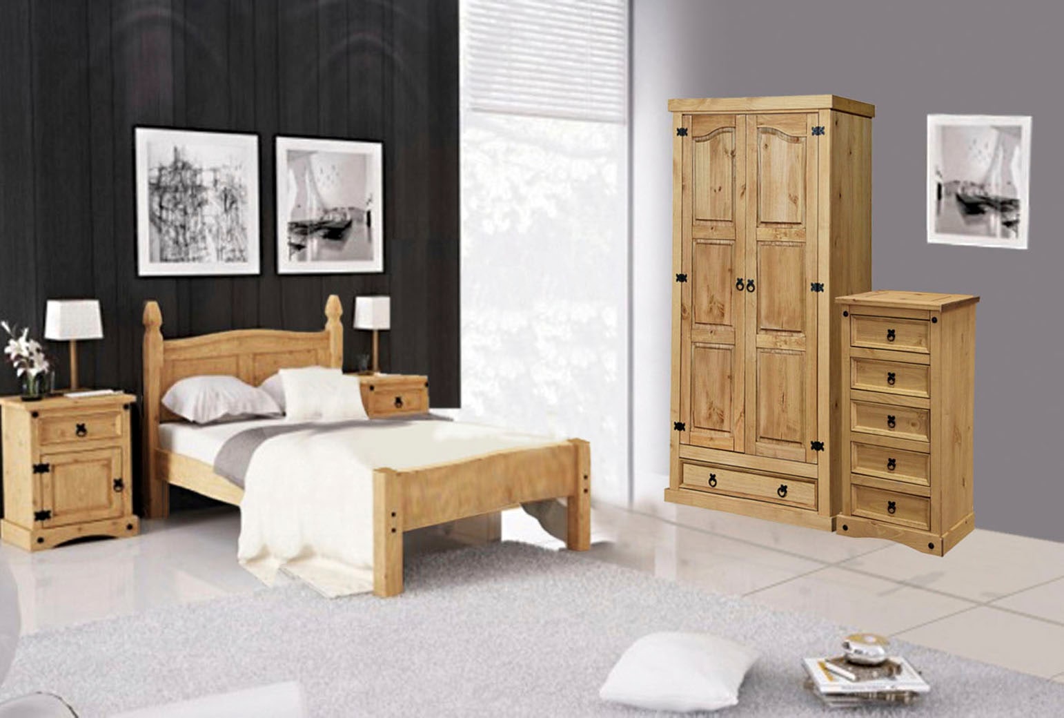 Home affaire Bettgestell 1 Stk. tlg. Holzoberfläche honigfarbend gewachst günstig online kaufen