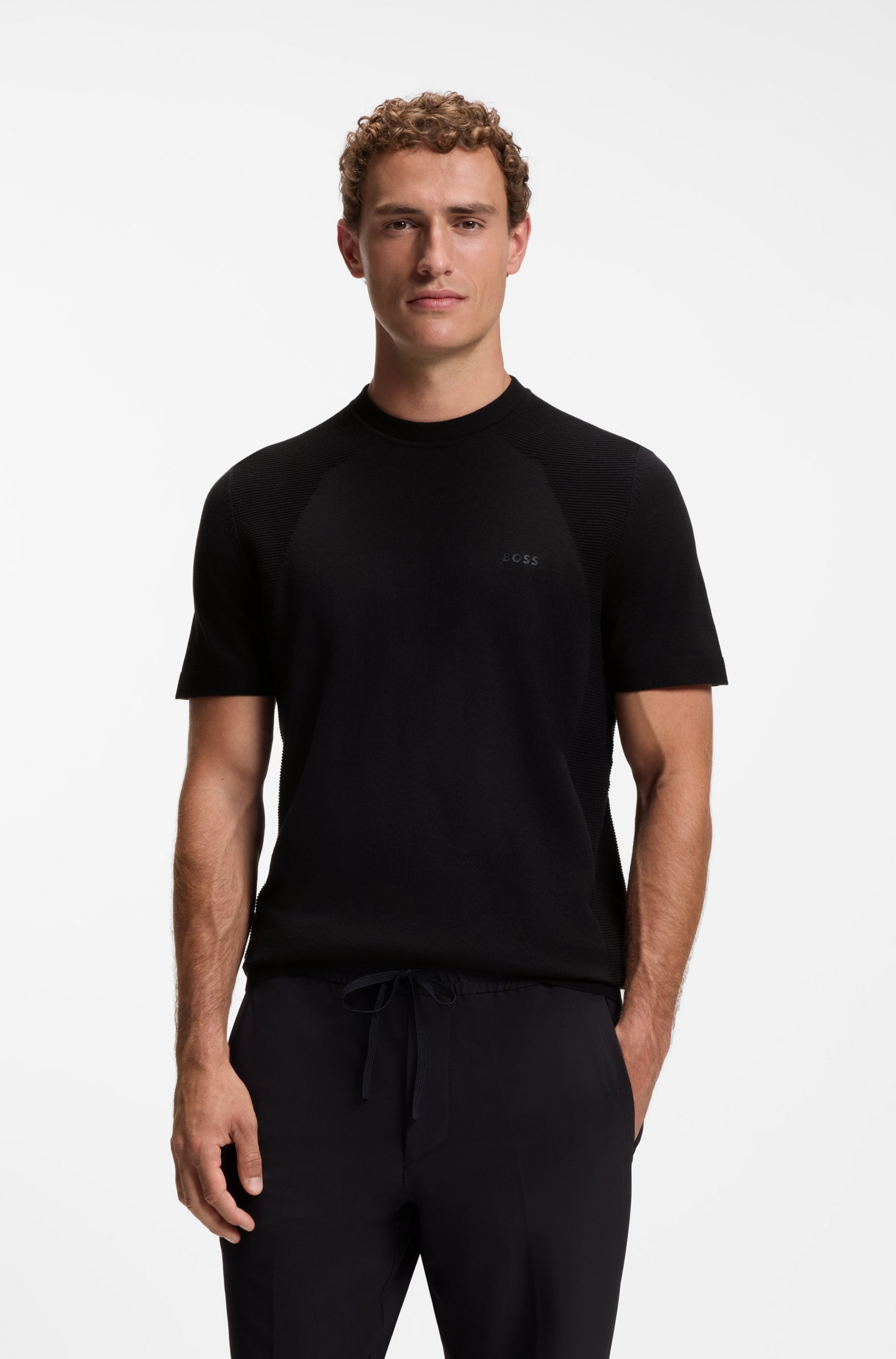 BOSS GREEN Kurzarmpullover »KN_Momentum-Lite TS« Kurzarm, Regular Fit, Baumwollmischung