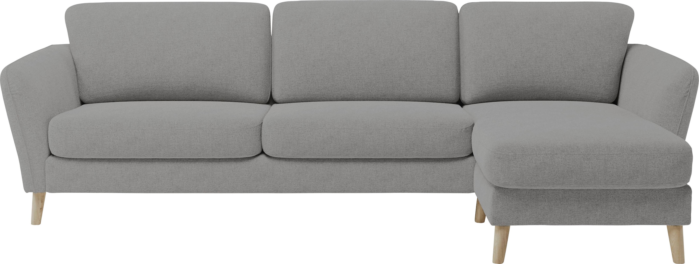 Home affaire Ecksofa »MARSEILLE (279/152cm),L-Form, Rec. rechts/links, verschiedene Bezüge«, Massivholzbeine Eiche, Landhausstil, Wellenunterfederung