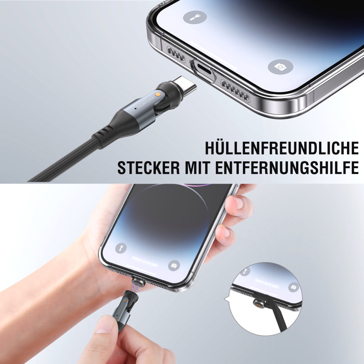 4smarts USB-Kabel »USB-C 540° Magnetkabel-Set GravityCord 240W« USB Typ C 180 cm