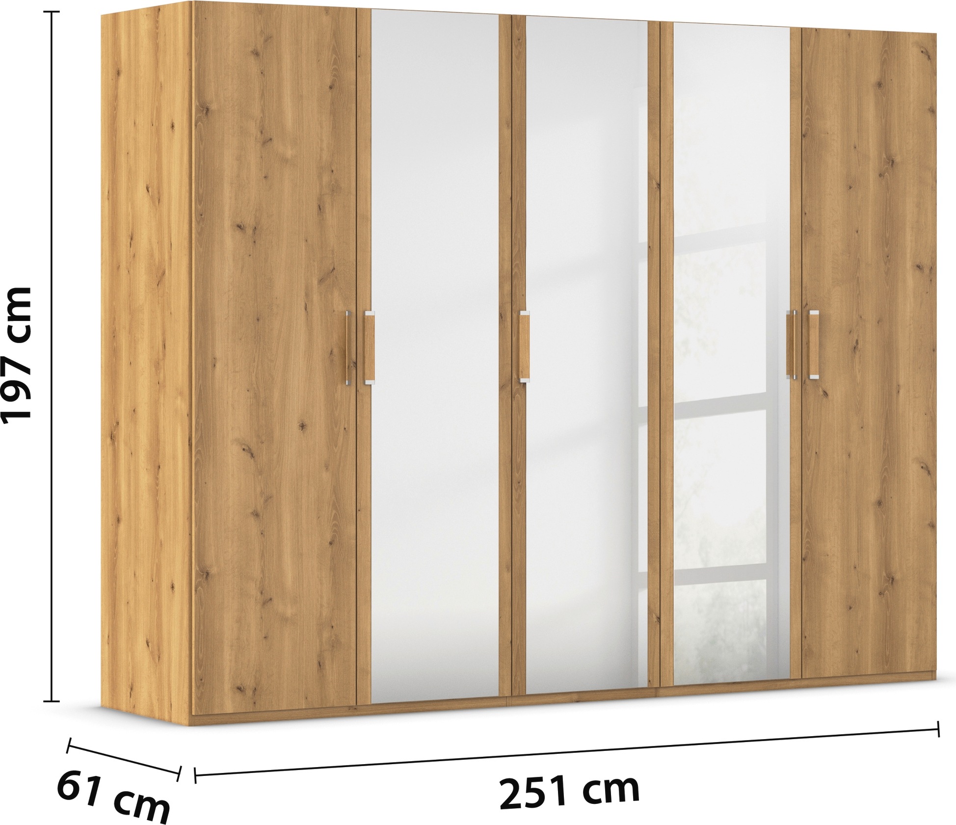rauch Drehtürenschrank »Kleiderschrank Schrank Garderobe Schlafzimmerschrank EVELYN«, (in 2 Höhen 197 oder 210 cm erhältlich), in elegantem Stil, viel Stauraum 3 Breiten und 2 Höhen MADE IN GERMANY