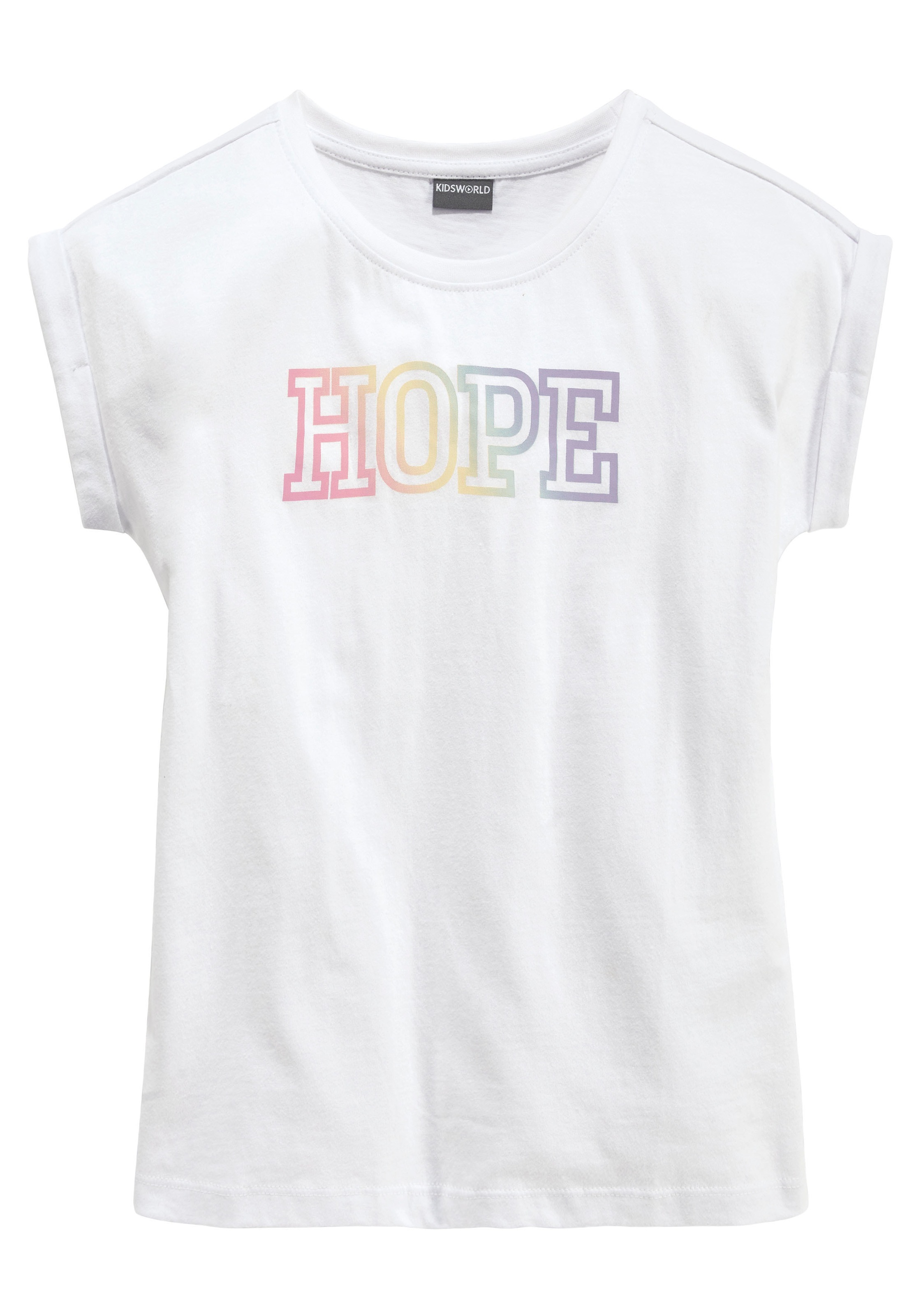 KIDSWORLD T-Shirt »Mit Print: HOPE«, Kurzarm, bequeme Passform, mit Print, Rundhalsausschnitt