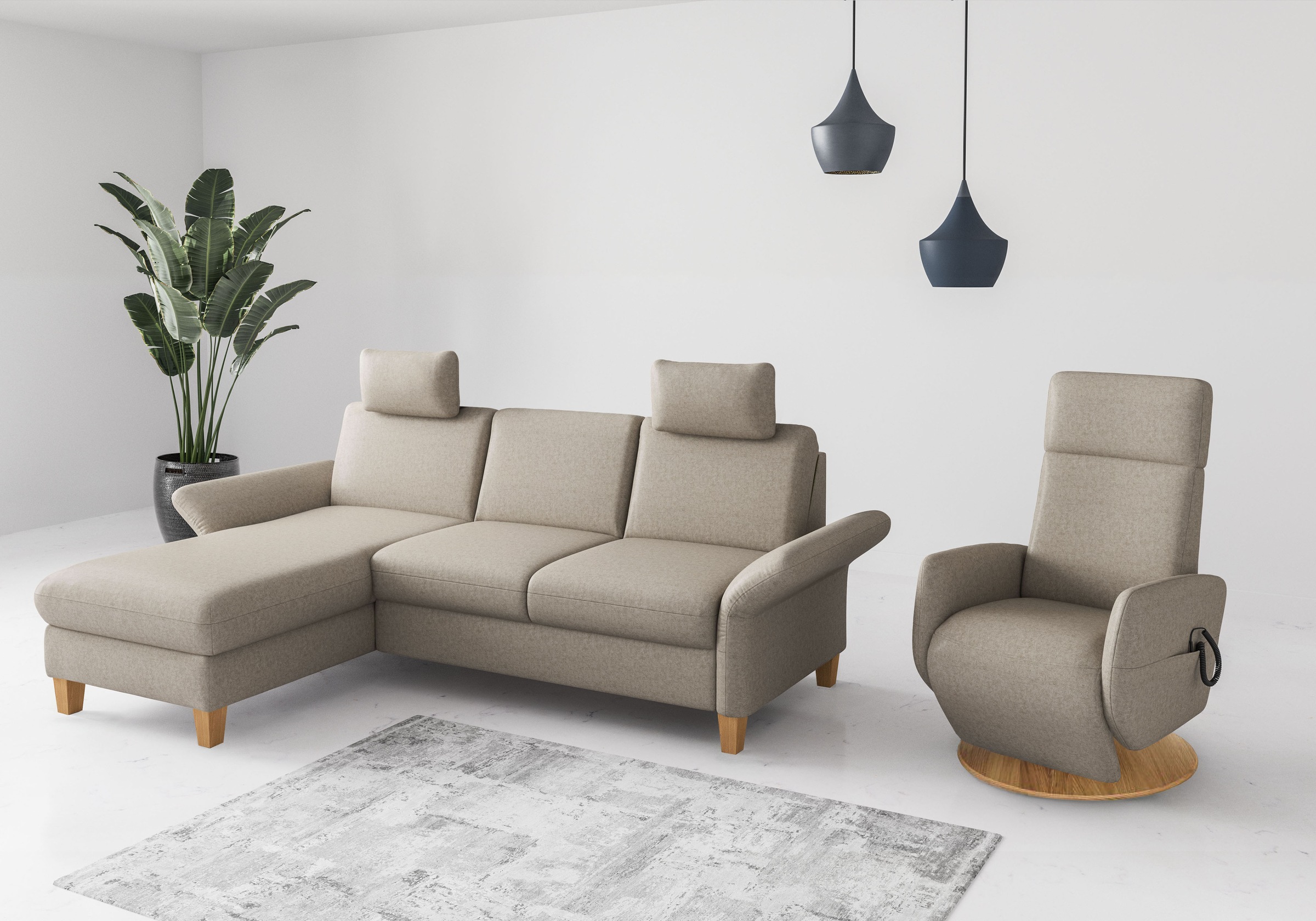 Home affaire Ecksofa »Rochelle«, wahlweise mit Armlverstellung, Klappbett mit Rollen & Bettkasten