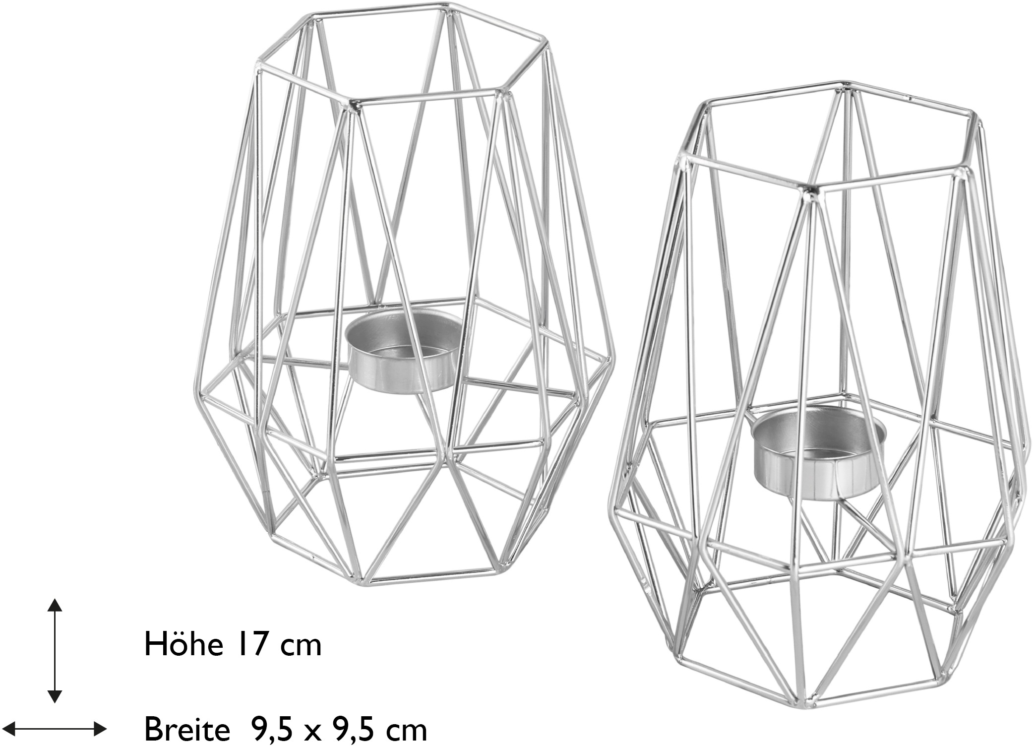 ECHTWERK Teelichthalter »Vintage Big, Weihnachtsdeko«, (Set, 2 St.), moderner Kerzenhalter aus Eisen, geometrisches Design, Höhe ca. 17 cm