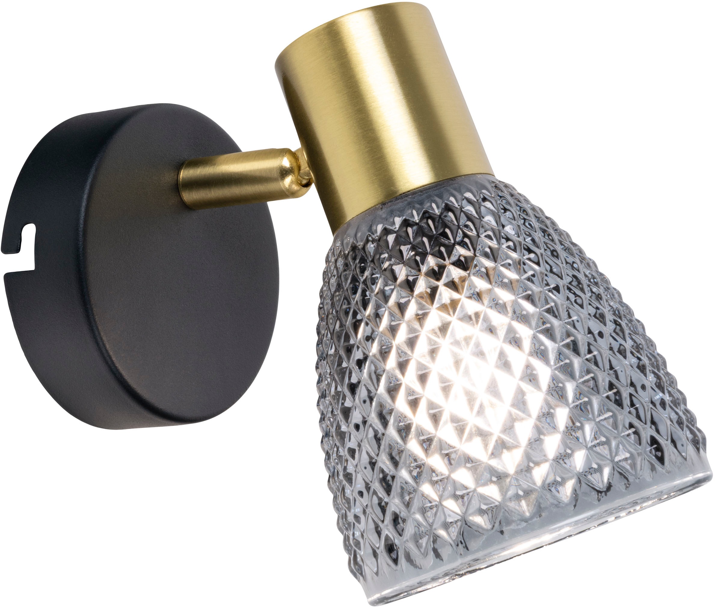 näve Deckenleuchte »Lindita« E14 1 Stk. 1er Spot, Relief-Glasschirm smokey, günstig online kaufen
