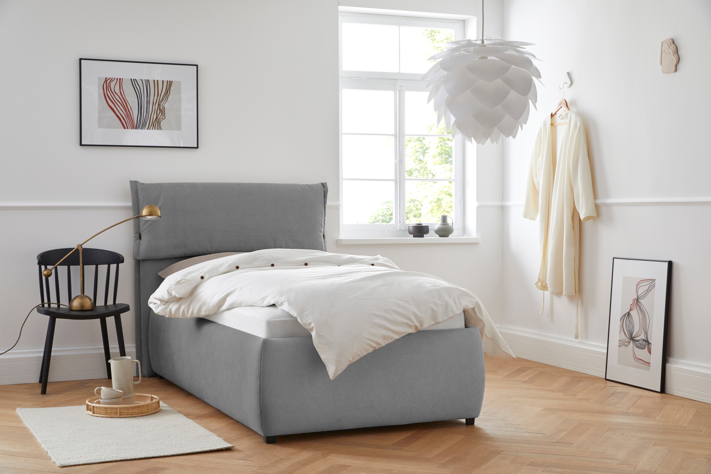 andas Polsterbett »Jenson« als Bettgestell oder mit 3 Matratzenarten und Hä günstig online kaufen