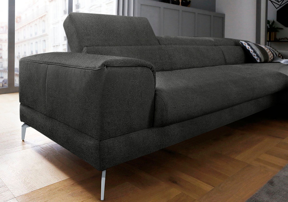 W.SCHILLIG Ecksofa »piedroo, Designsofa mit tollem Sitzkomfort, bequem, L-Form«, Kopfteilverstellung, wahlweise mit Sitztiefenverstellung, Breite 343cm