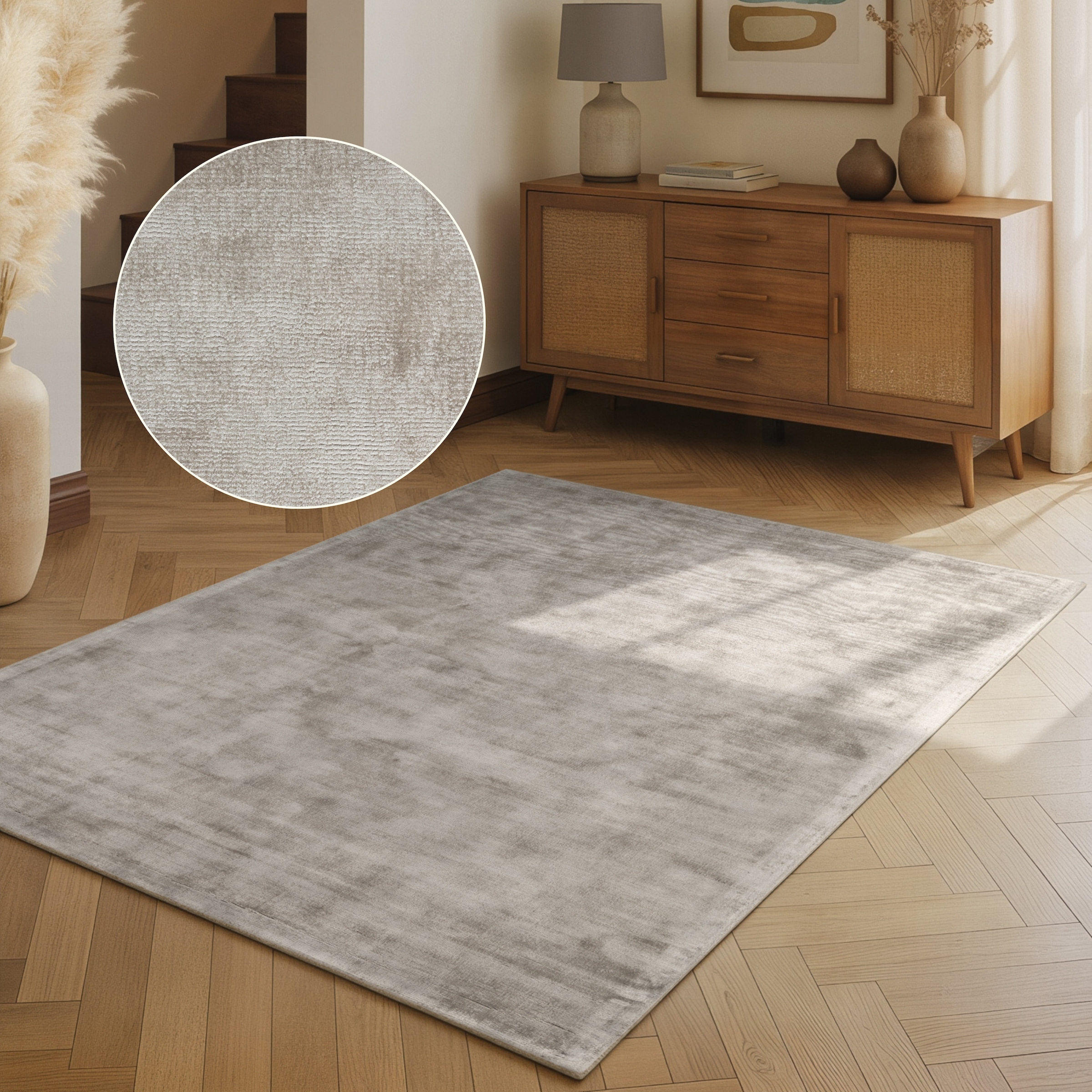 vikosa Teppich »Noemi« rechteckig 10 mm Höhe Dezenter Glanz, Weich, Seidenoptik, Viskose, Wohnzimmer, Schlafzimmer