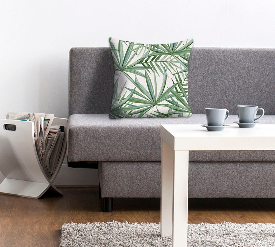 queence Dekokissen »Mia«, Kissenhülle,Palmenblätter,Tropisch,Naturmotiv,Exo günstig online kaufen