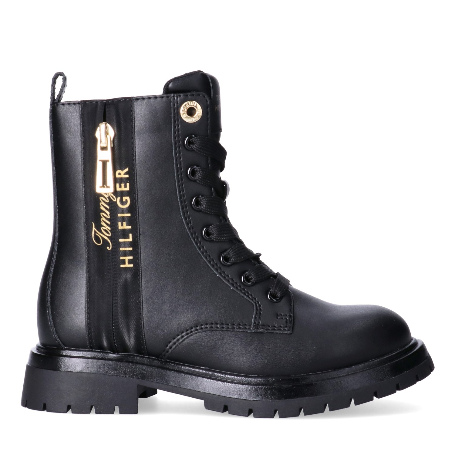 Tommy Hilfiger Schnürboots  Schnürstiefelette, Logoschriftzug, weit für kräftige Kinderfüße