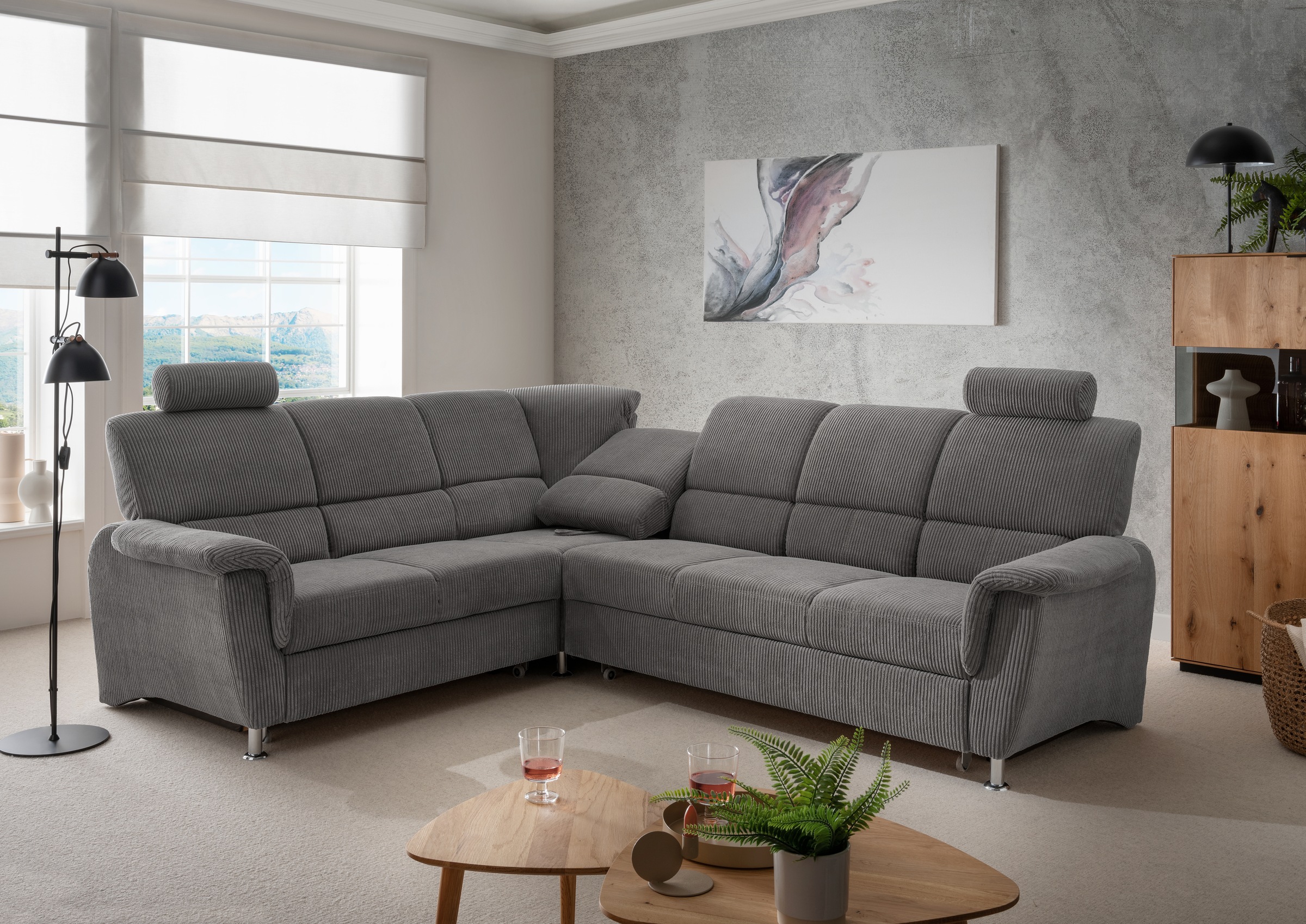 Home affaire Ecksofa »Pisa L-Form, mit Schlaffunktion, Stauraum, 2x höhenve günstig online kaufen
