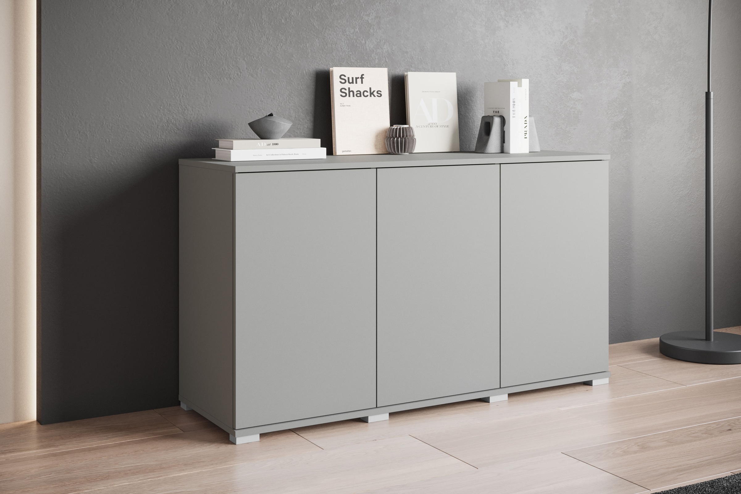 INOSIGN Sideboard »Kenia, moderne grifflose Kommode mit 3 Türen, Breite 120 cm«, (1 St.), Push-to-Open-Fronten, höhenverstellbaren Einlegeböden
