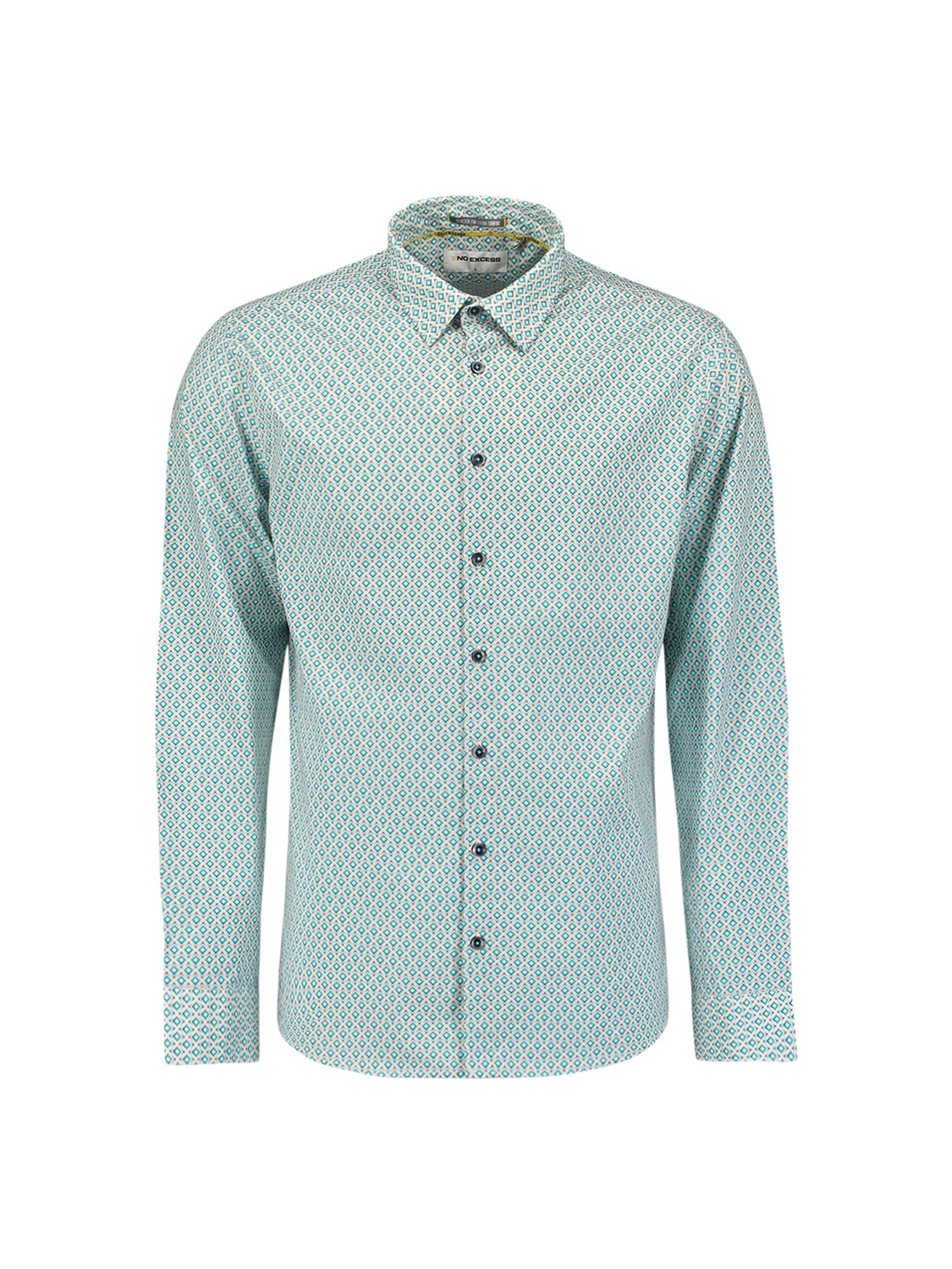 NO EXCESS Langarmhemd »No Excess Stretchhemd mit Print Shirt Stretch Allover Printed«