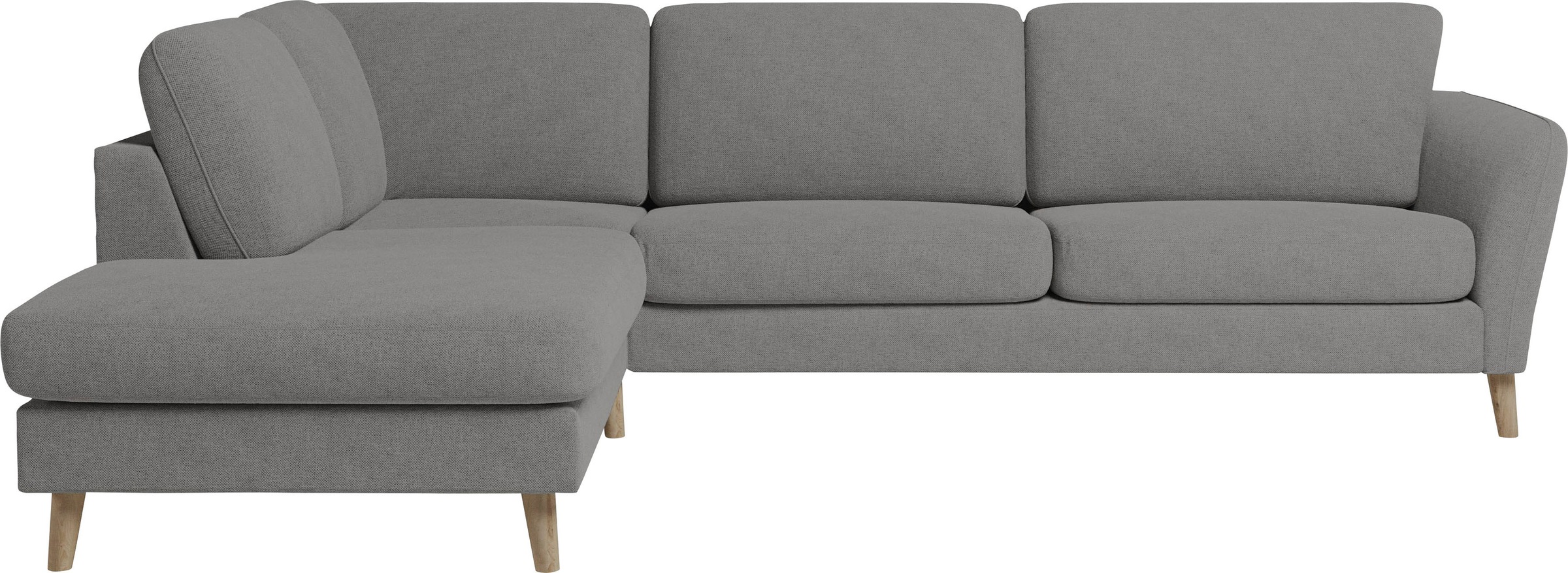 Home affaire Ecksofa »MARSEILLE 278/202 cm, L-Form, Ottom. rechts/links, verschiedene Bezüge«, Massivholzbeine Eiche, Landhausstil, Wellenunterfederung