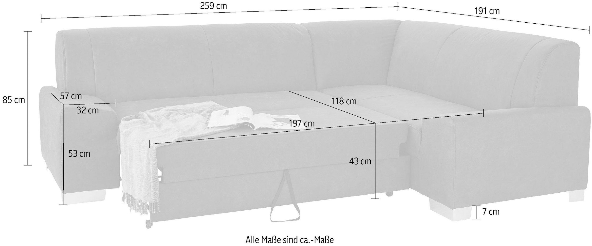 DOMO collection Ecksofa »Anzio in kubischer Formensprache, flache Armlehnen, L-Form«, Wahlweise mit Bettfunktion und Federkern für hohen Sitzkomfort