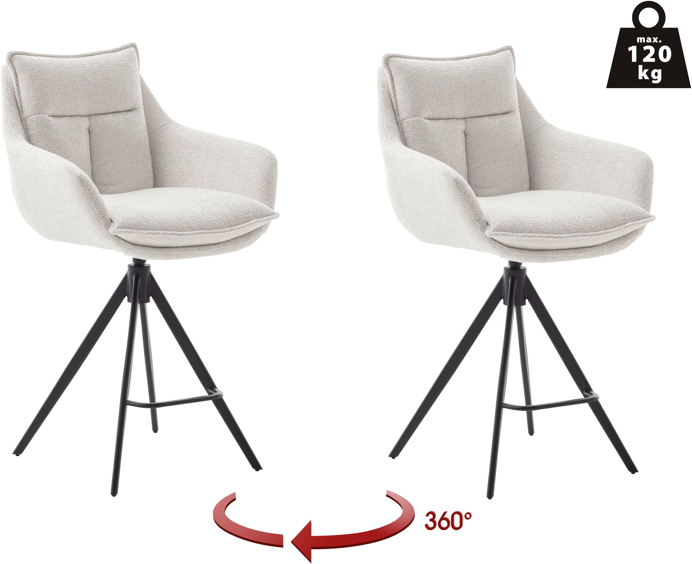 MCA furniture Bistrostuhl »Parker Tresenstuhl mit Armlehnen Tresenhocker«, günstig online kaufen