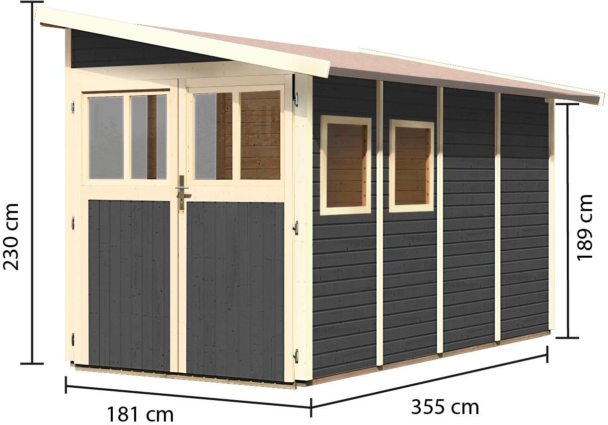 Karibu Gartenhaus »Wurmberg 4«, terragrau oder naturbelassen