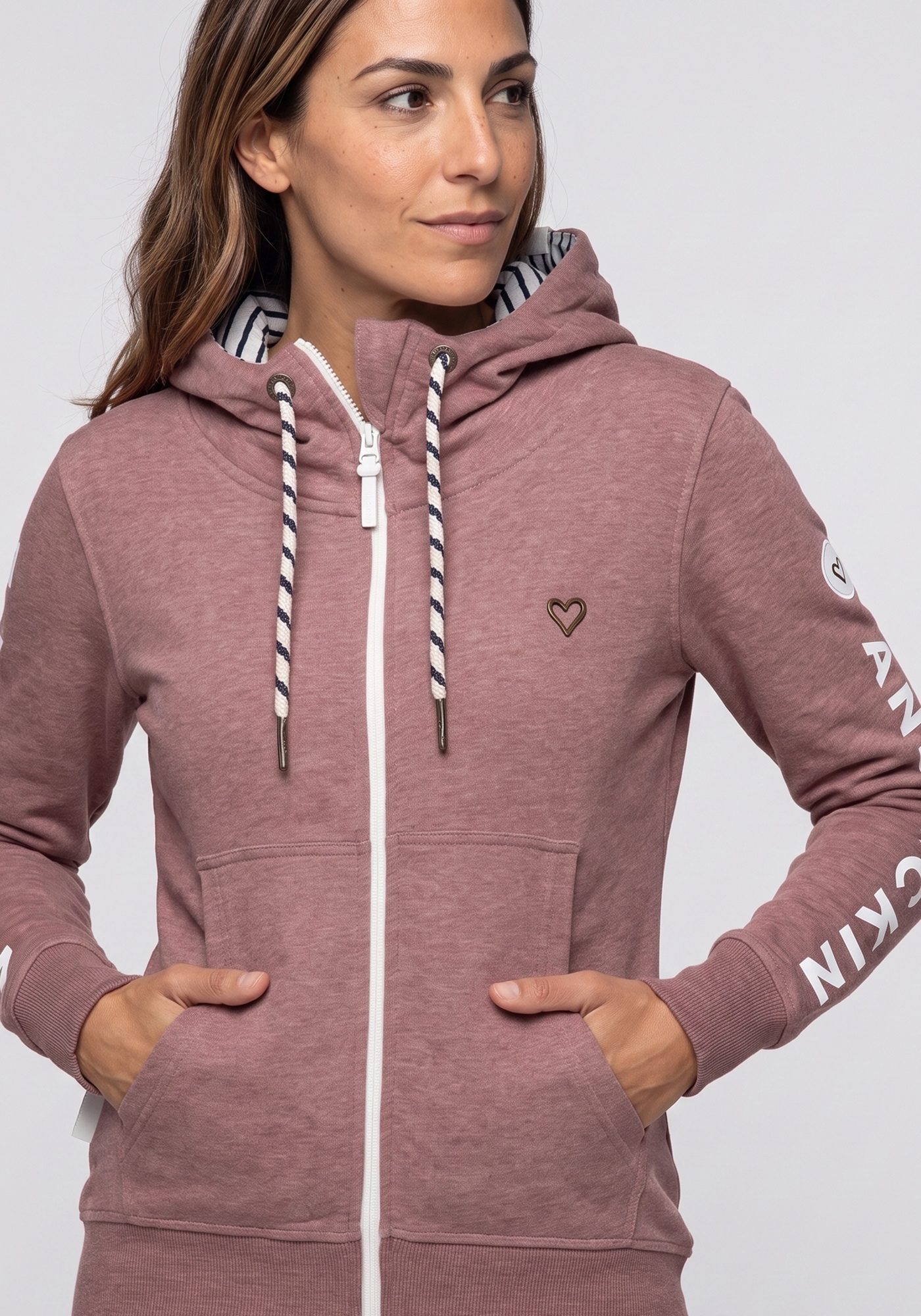 Alife & Kickin Sweatjacke »JessyAK A« leichte Kapuzensweatjackemit Logo-Schriftzug auf den Ärmeln