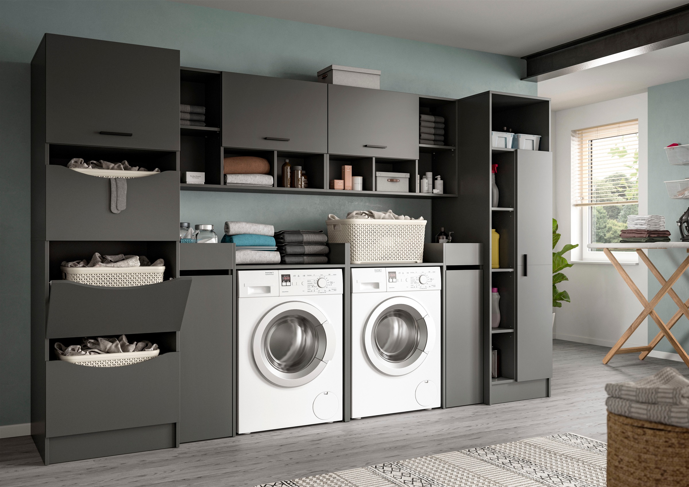 welltime Badmöbel-Set »FALAS, TOPSELLER!, 8-teilig, Hauswirtschaftsraum Set günstig online kaufen