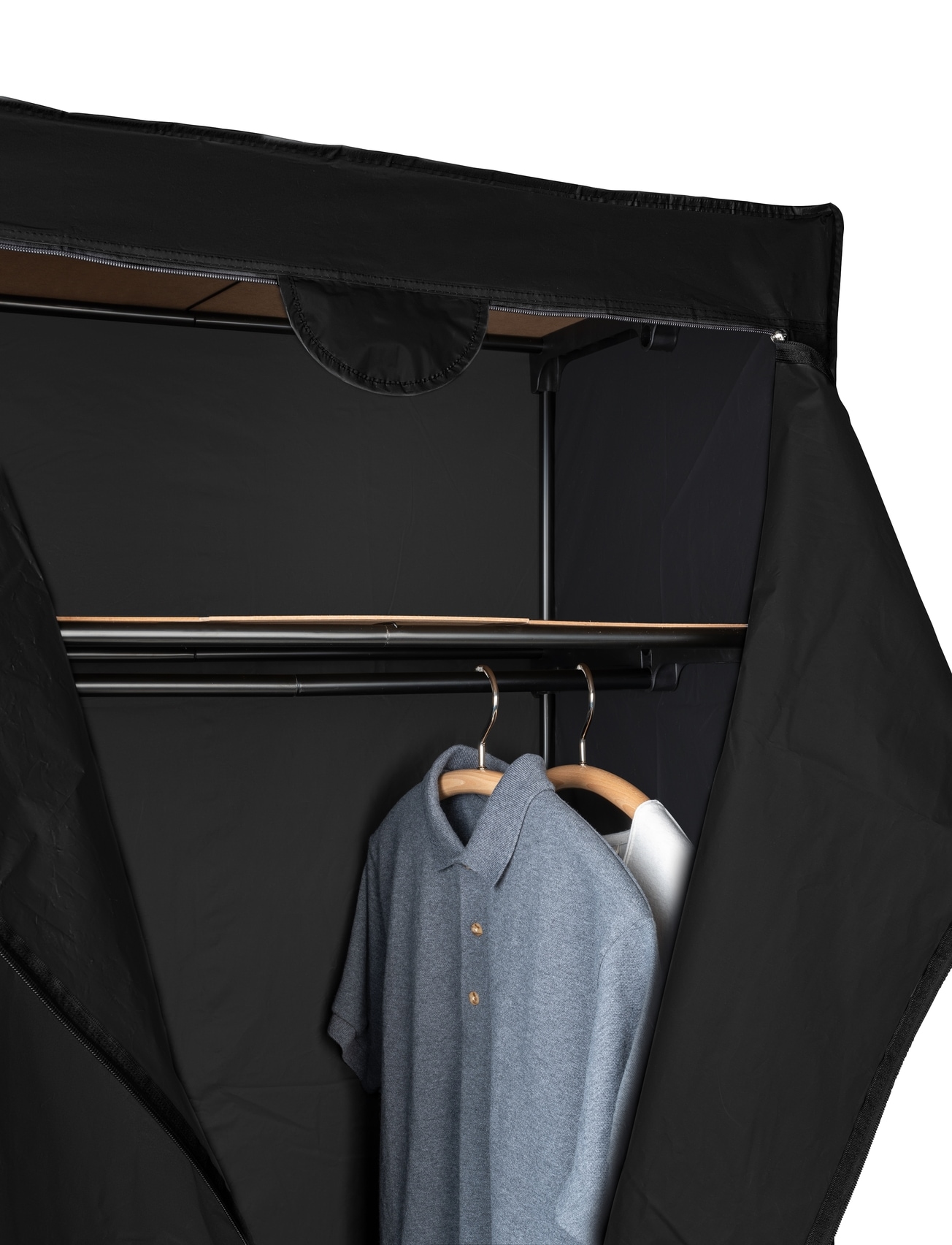 WENKO Stoffschrank »Modell Deep Black«, mit Kleiderstange, Ablage & Reißverschluss, Metallgestell, abwaschbar