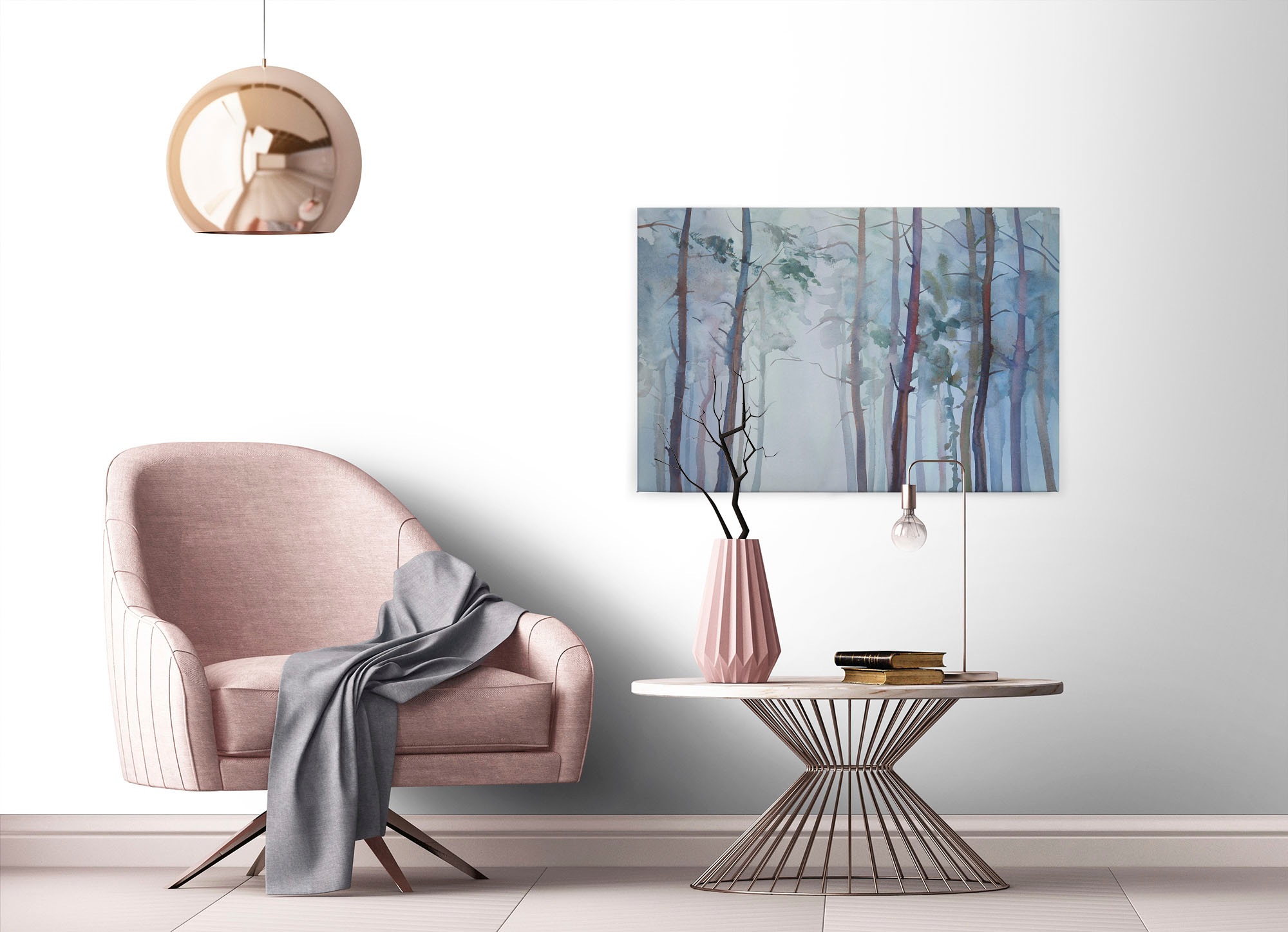 A.S. Création Leinwandbild »Aquarelle Forest«, Kunst-Wald-Kinder, (1 St.), Aquarell Bild Keilrahmen Wald Leinwand-Bild Wohnzimmer modern Wandbild