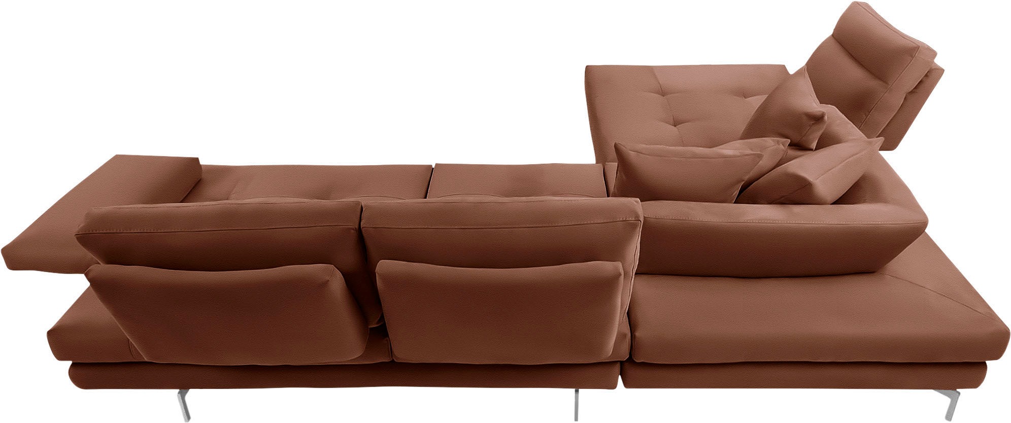 CALIA ITALIA Ecksofa »Toby Wing, L-Form, Designsofa mit sensationellem Sitzkomfort«, Sitztiefenverstell.,wahlw. mit Kissen-Set, Füße chrom glänzend