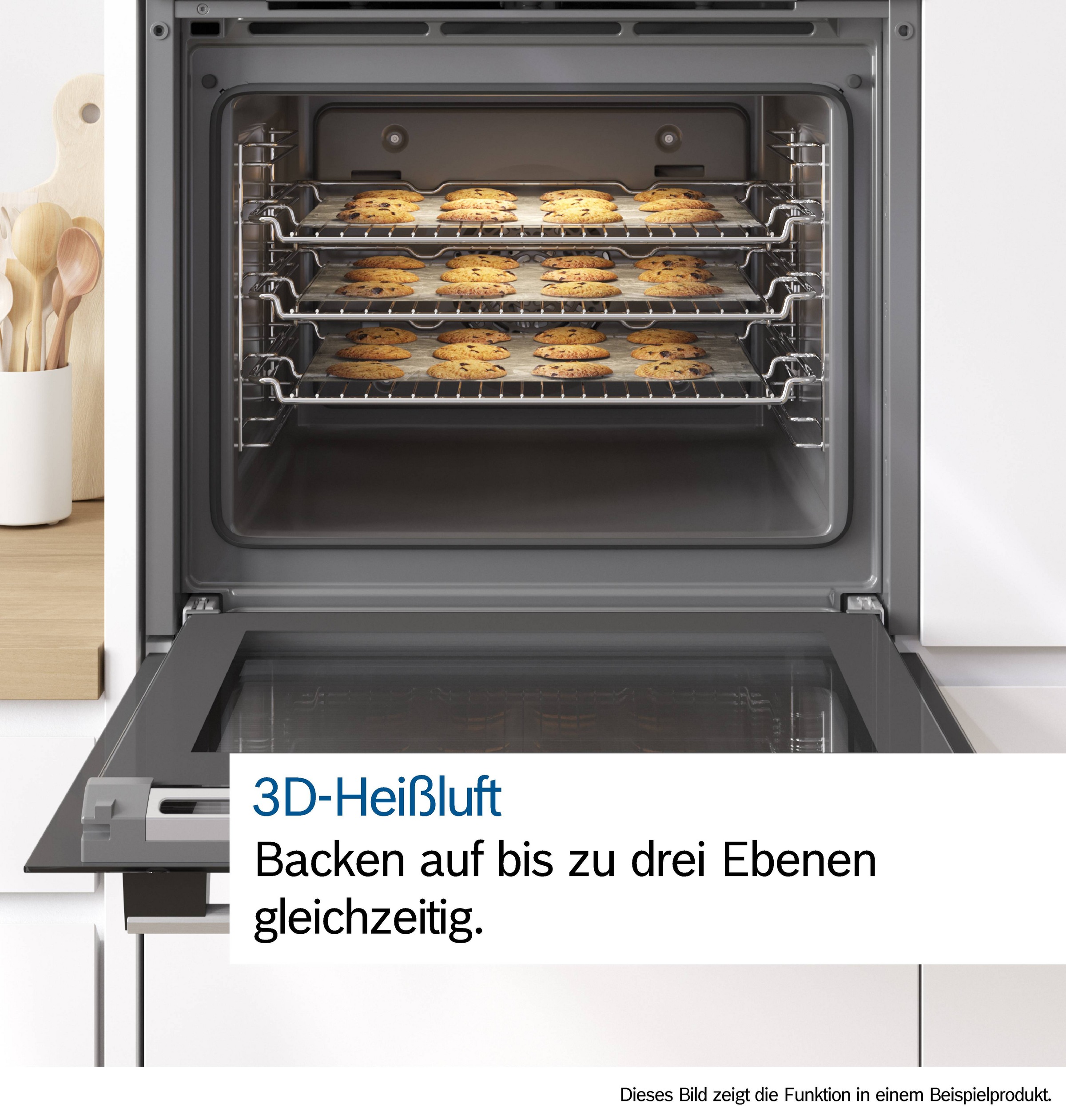 BOSCH Elektro-Herd-Set »HND211LB2«, mit Teleskopauszug nachrüstbar, 3D-Heißluft: Gleichmäßige Hitze für perfekte Ergebnisse