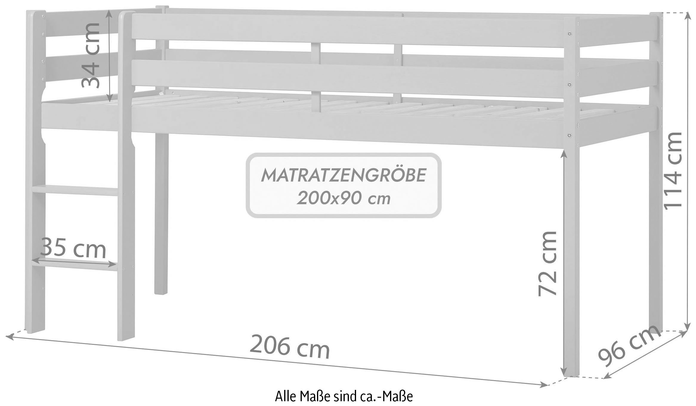 Hoppekids Spielbett »ECO COMFORT, Hochbett, in 2 Einzelbetten teilbar«, Höhe 72cm, Farbe & Größe & Matratze