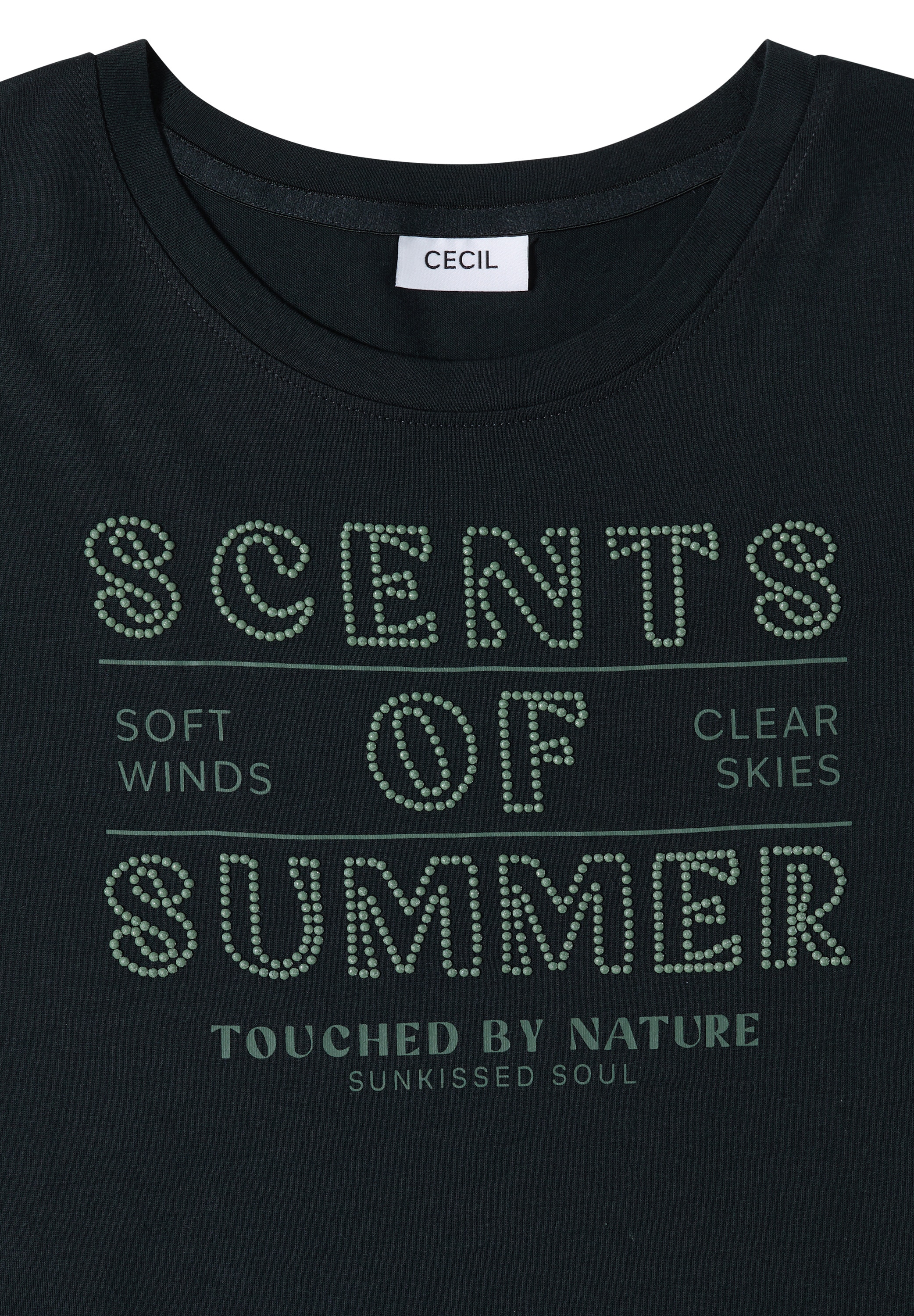 Cecil Kurzarmshirt Sommershirt mit Rundhals und Wording Artwork