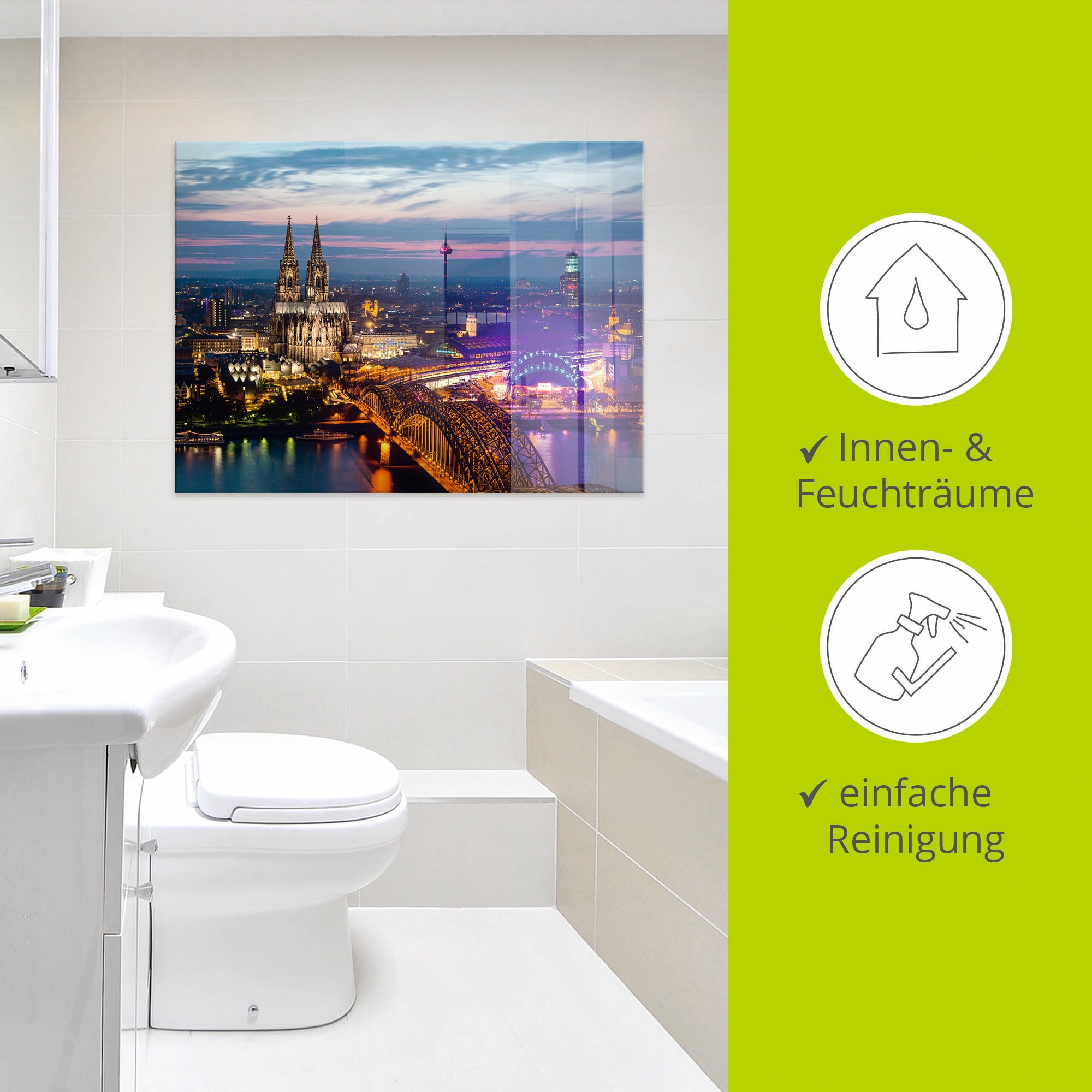 Artland Glasbild »Köln Panorama am Abend« Deutschland 1 Stk. tlg. in verschiedenen Größen