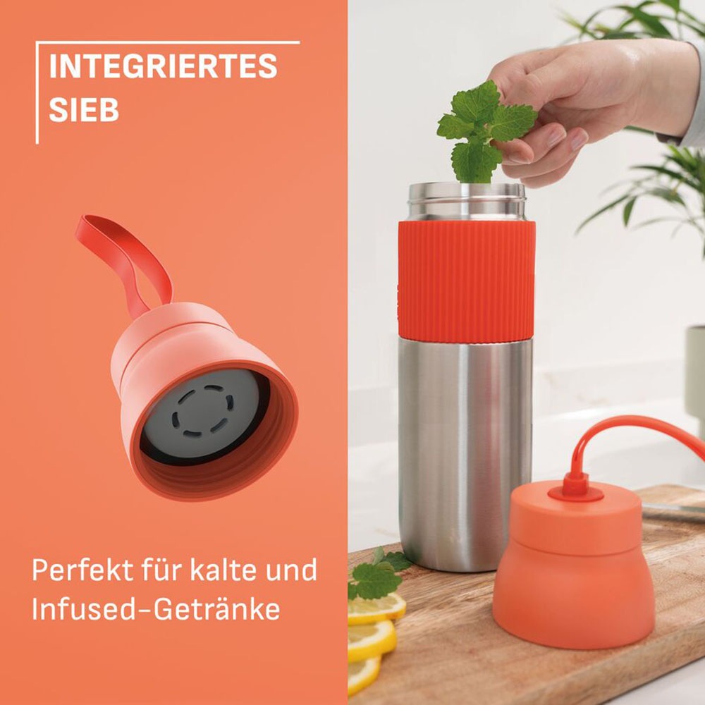 Emsa Isolierflasche »beYou Twist« mit integriertem Sieb und Trageband, 100% dicht, spülmaschinengeeignet